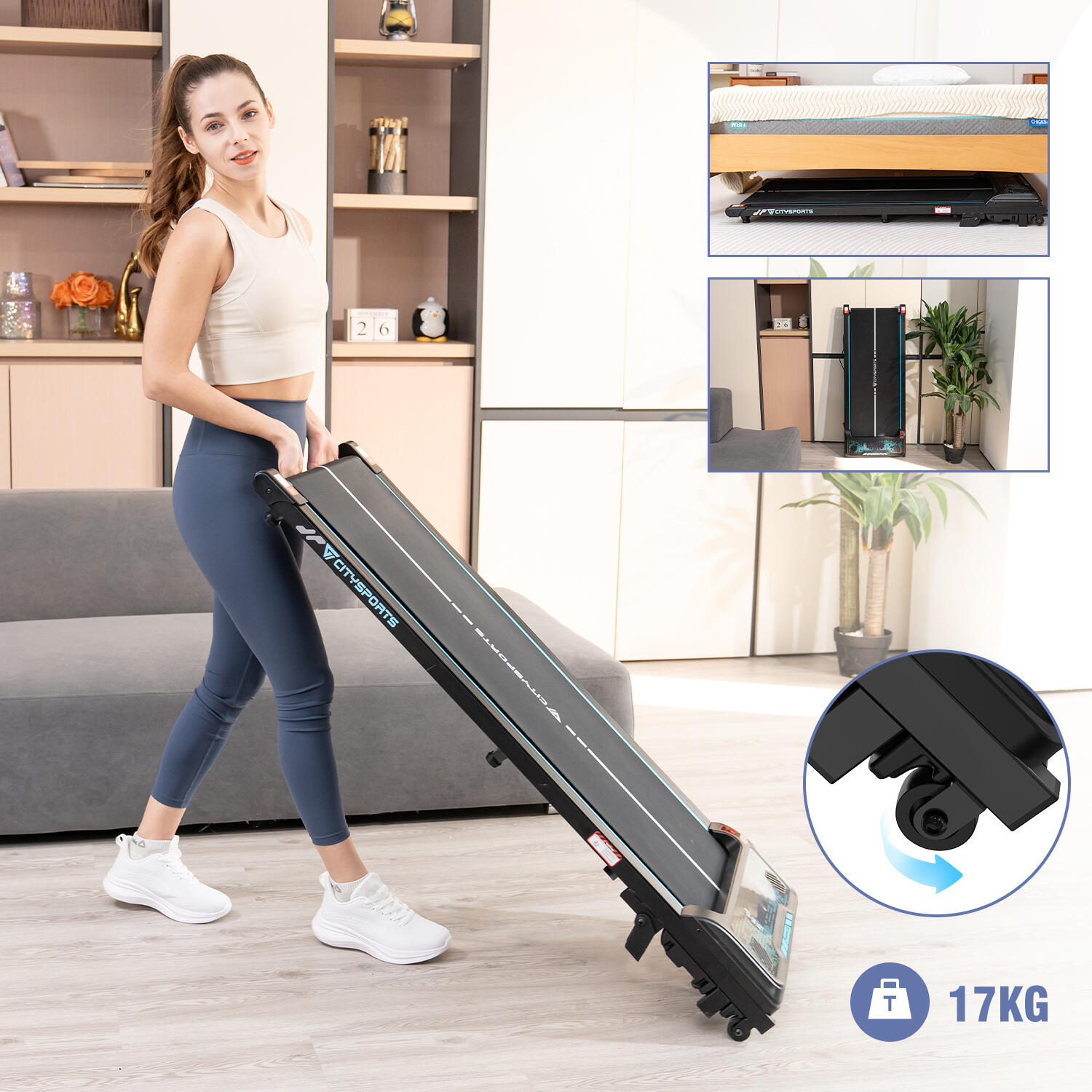 Laufband Elektrisch Bis zu 4% neigbar.WP6,440W,6.0km/h,Bluetooth,Fernbedienung 2/5