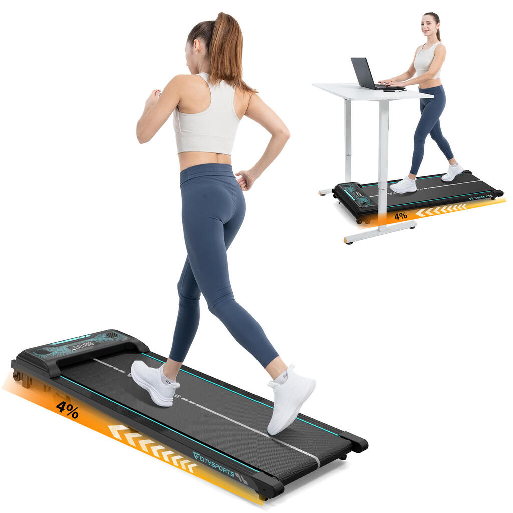 Treadmill for home and office, WP6, 4% incline, 1–6 km/h, black and green