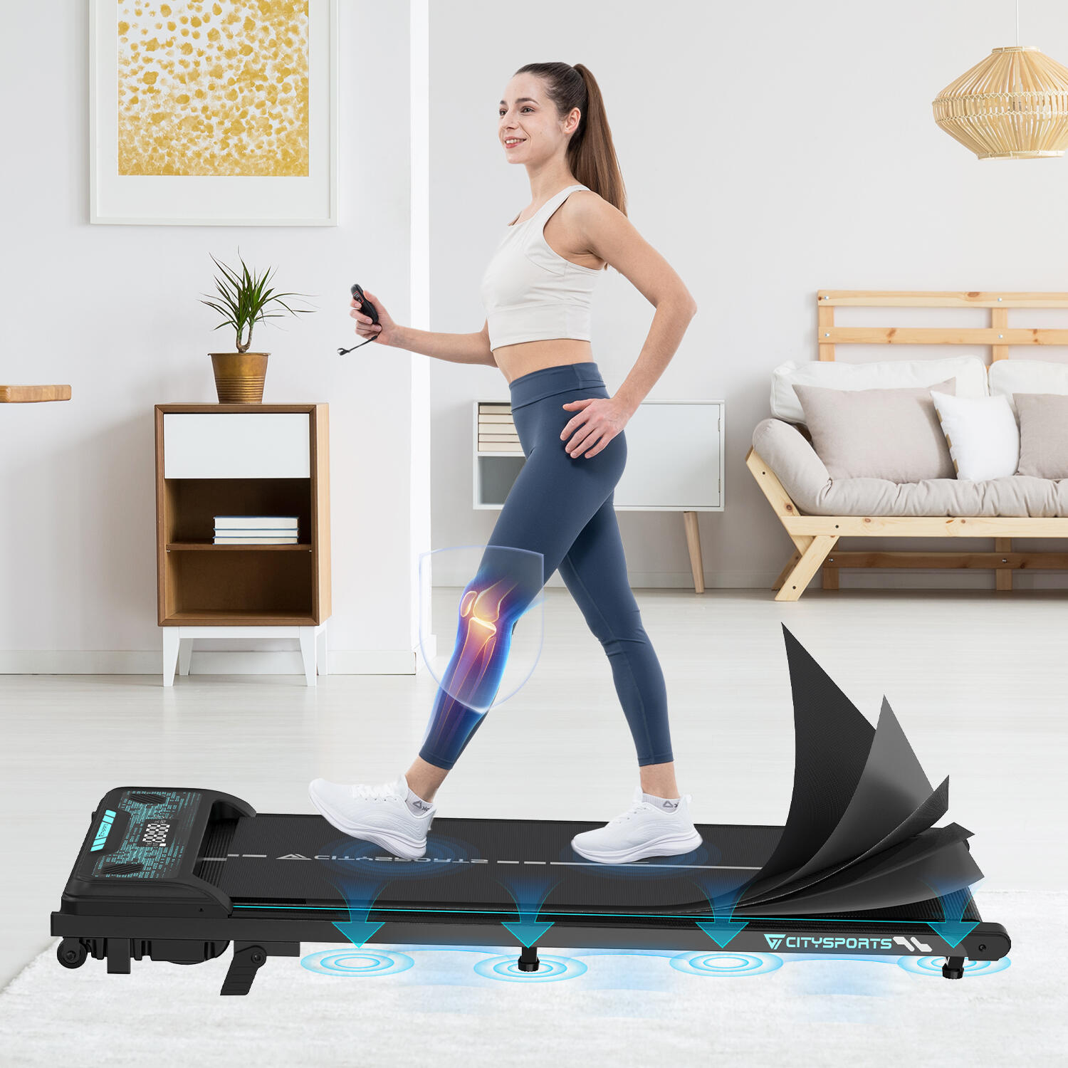 Laufband Elektrisch Bis zu 4% neigbar.WP6,440W,6.0km/h,Bluetooth,Fernbedienung 5/5