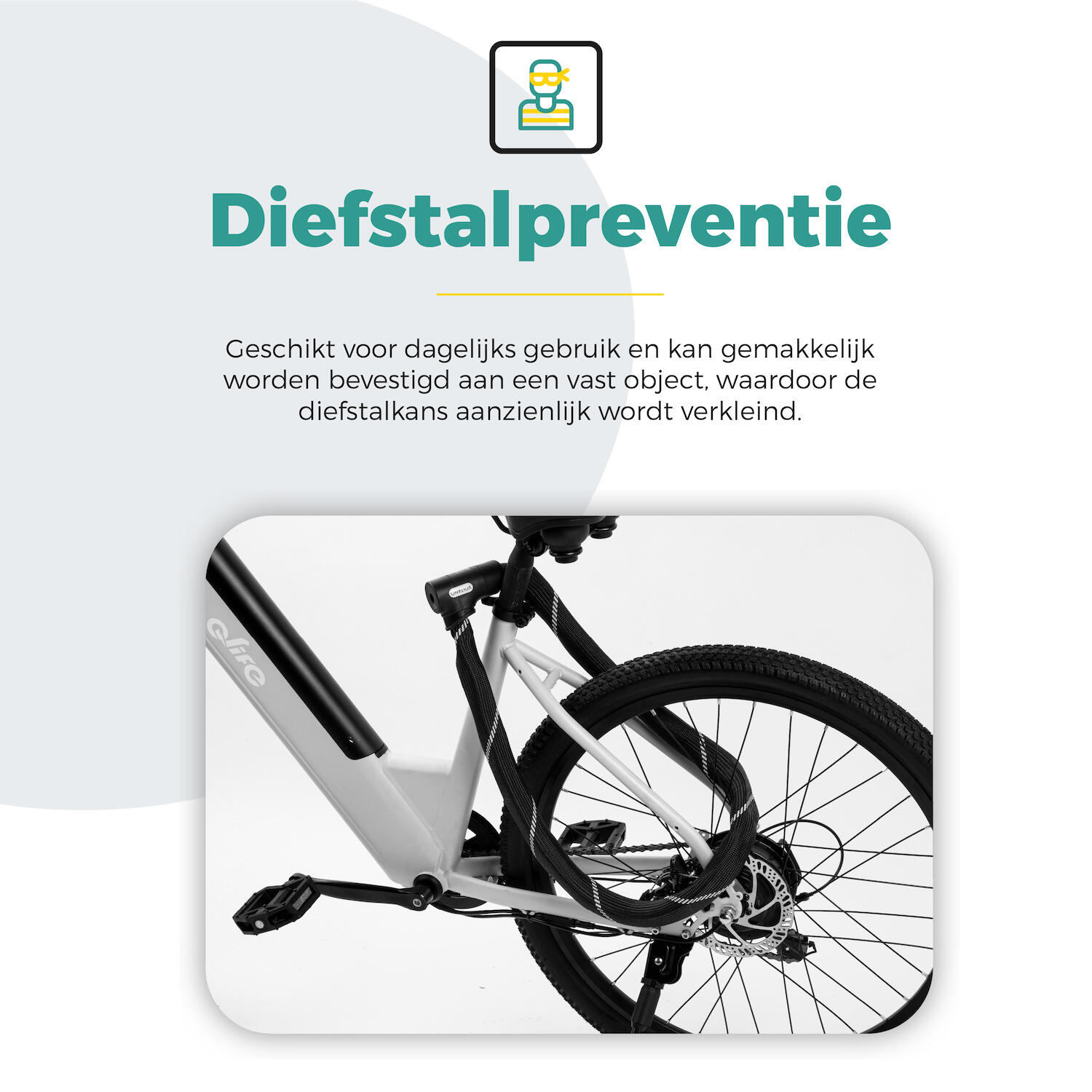 Voltano ART2 Kettingslot Fiets Met Luxe Slotkop - Zwart - 120 CM - ART 2 Slot 5/7