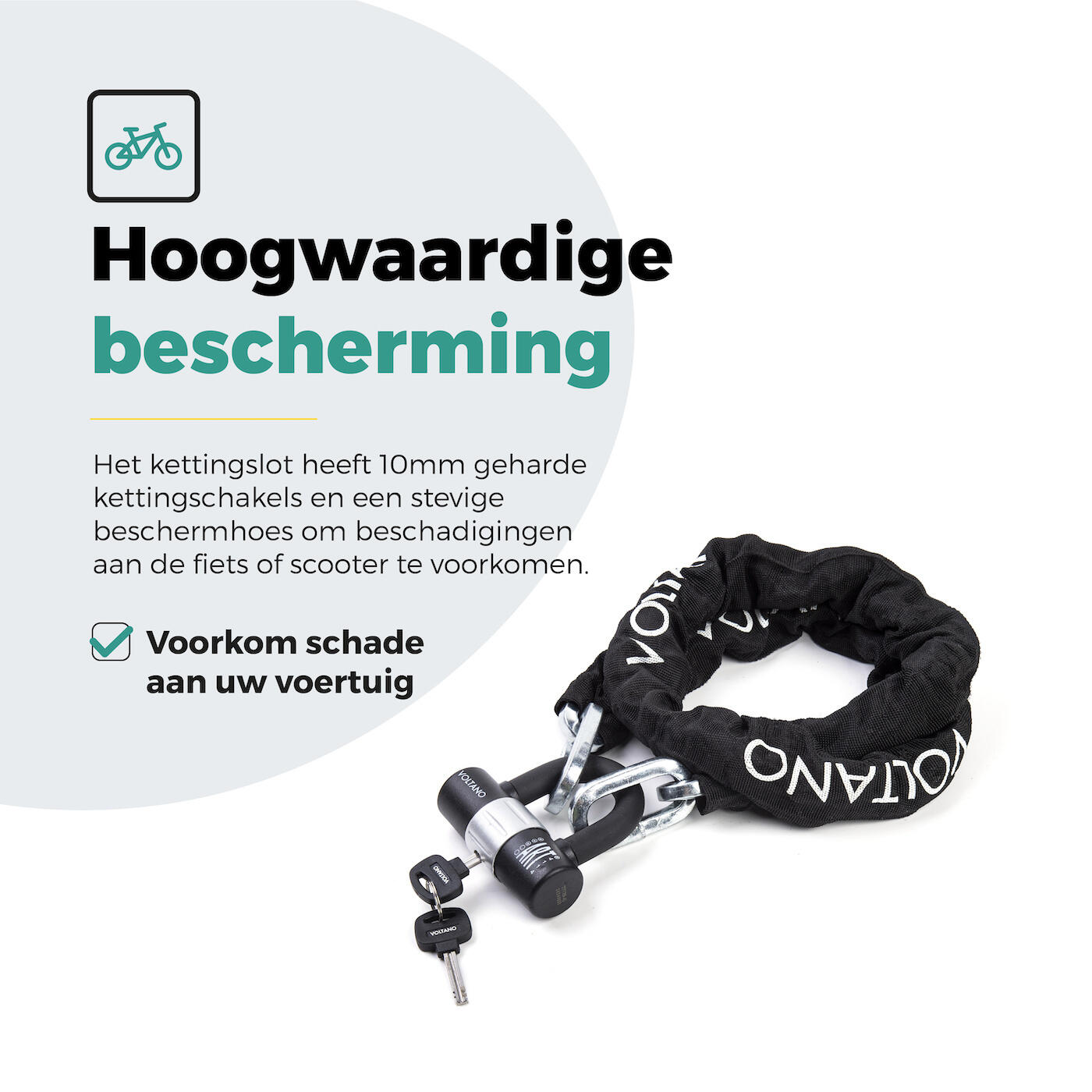 Voltano ART3 Kettingslot Met Hangslot - Zwart - 130 CM 7/7