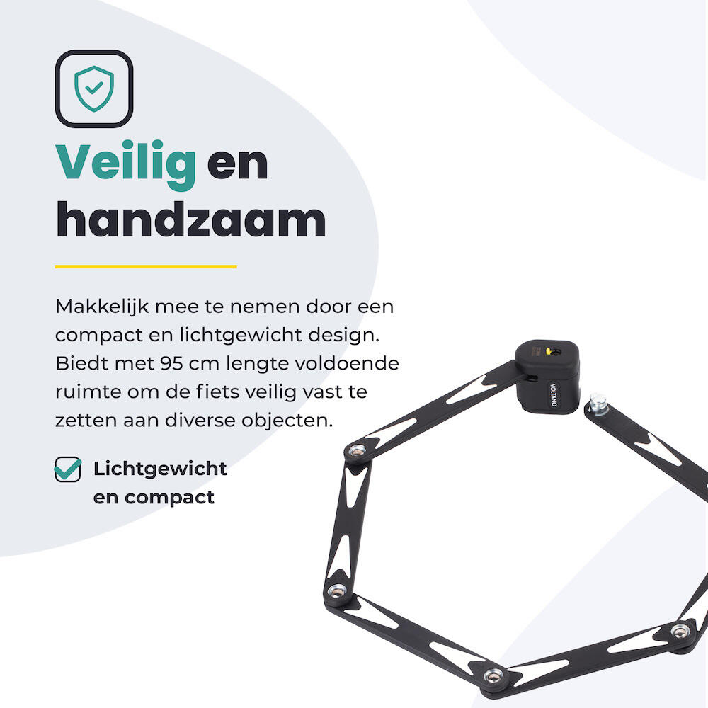 Voltano Vouwslot ART2 - Zwart - 95 CM - Met Framehouder 5/7
