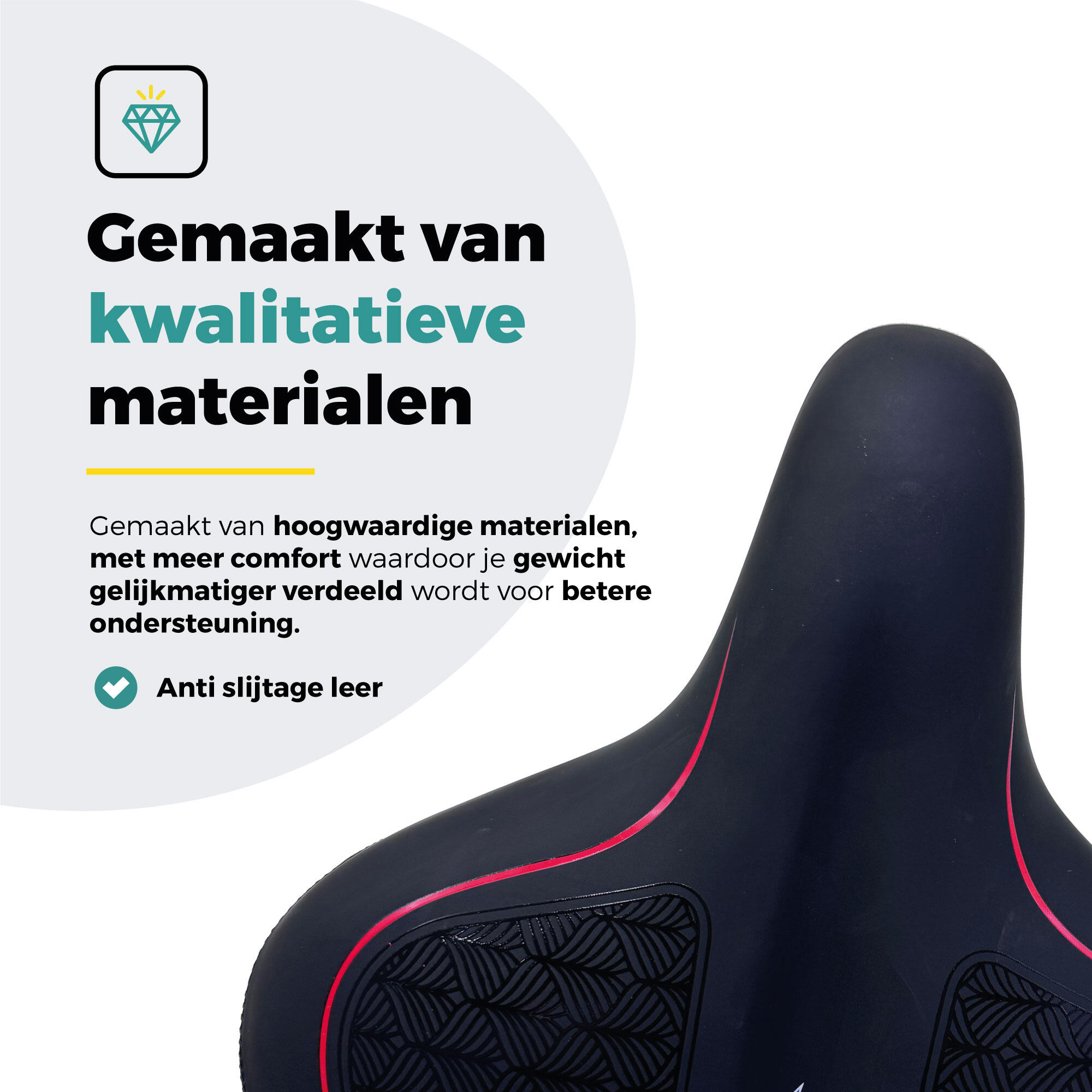 Voltano XXXL Fietszadel Stripes - Zwart / Rood 4/7