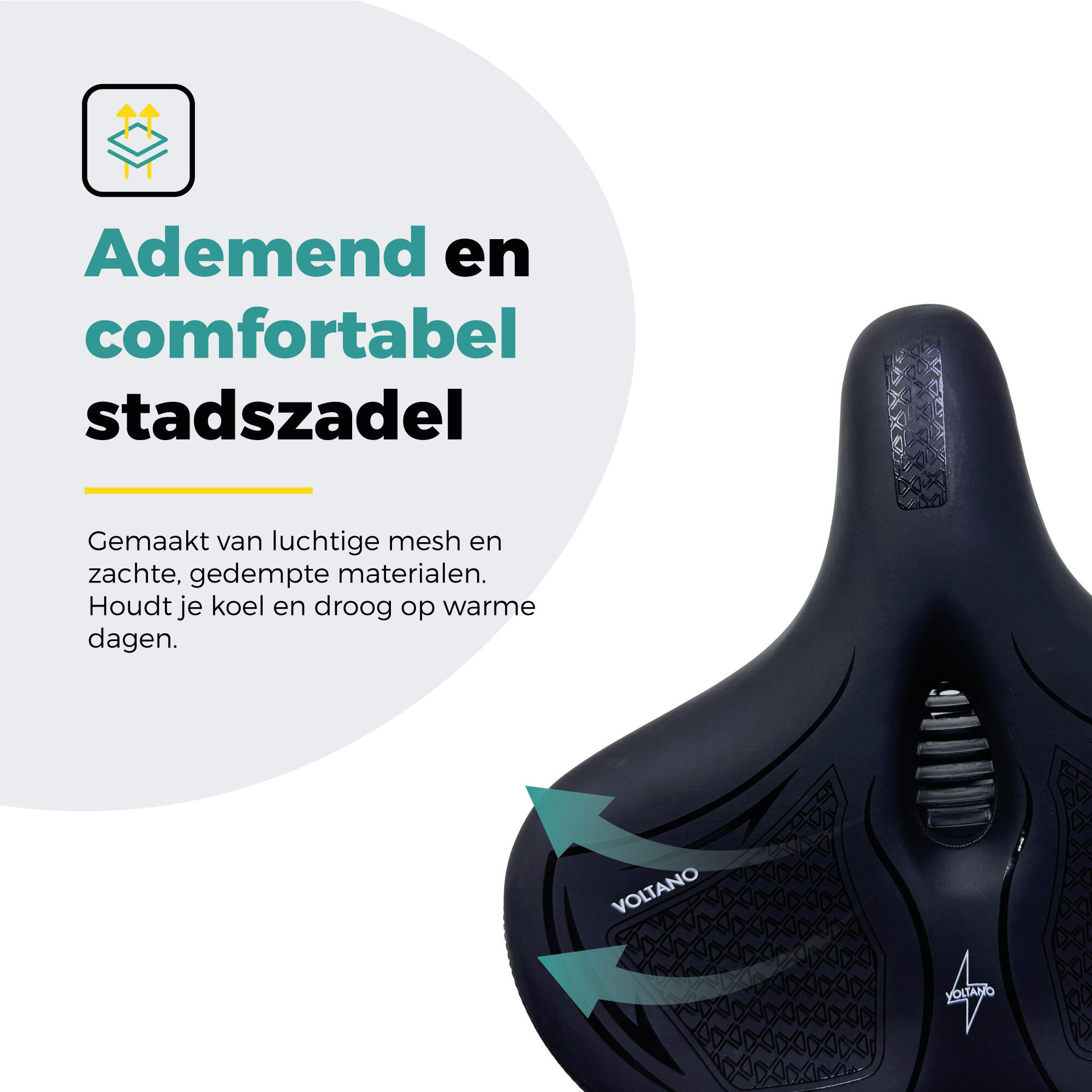 Voltano XXXL Fietszadel Cross - Zwart - Uitsparing 5/7