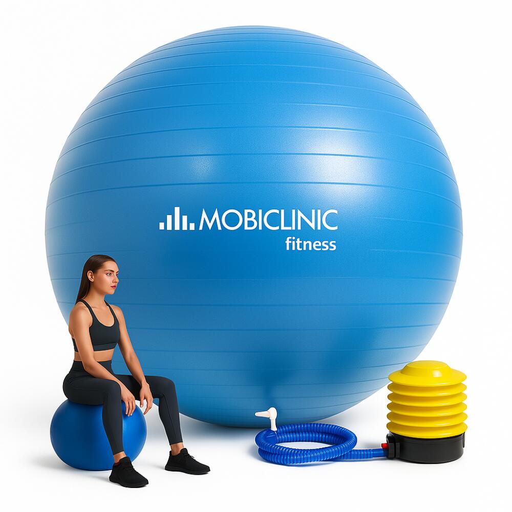 MOBICLINIC Fitnessbal 58 cm Anti-lek GymBal Inclusief inflator Pilatesbal Paars