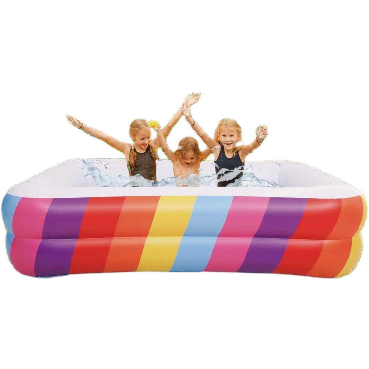 SunClub nagy gyerekmedence téglalap alakú szivárvány színű 195x140x47cm kor:6+év 6/7