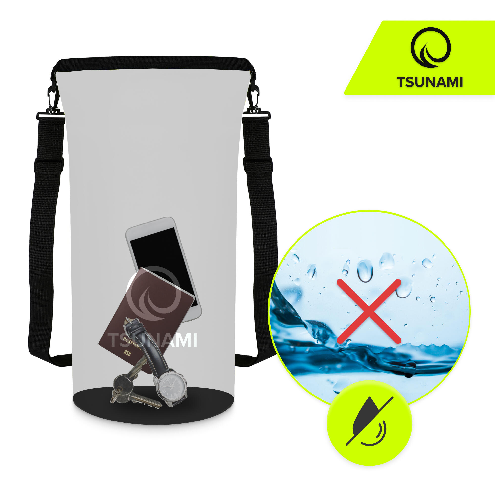 Trockensack 30L Wasserdichter Beutel Seesack Roll-Top Outdoor TSUNAMI 4/7