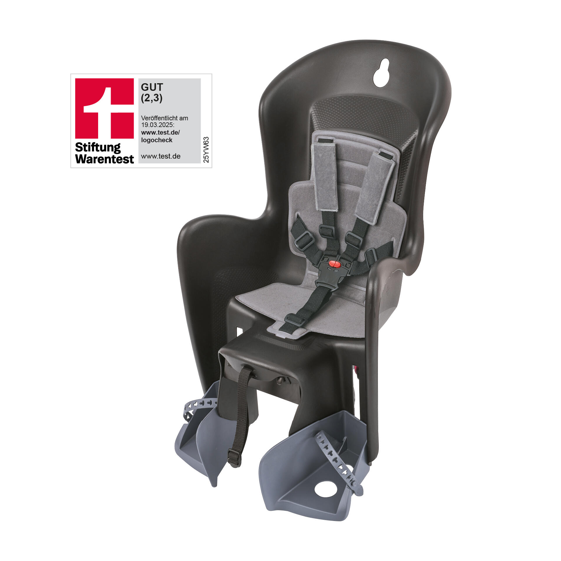 POLISPORT MOVE Fahrradkindersitz Hinten Gepäckträger BILBY  Schwarz/Grau