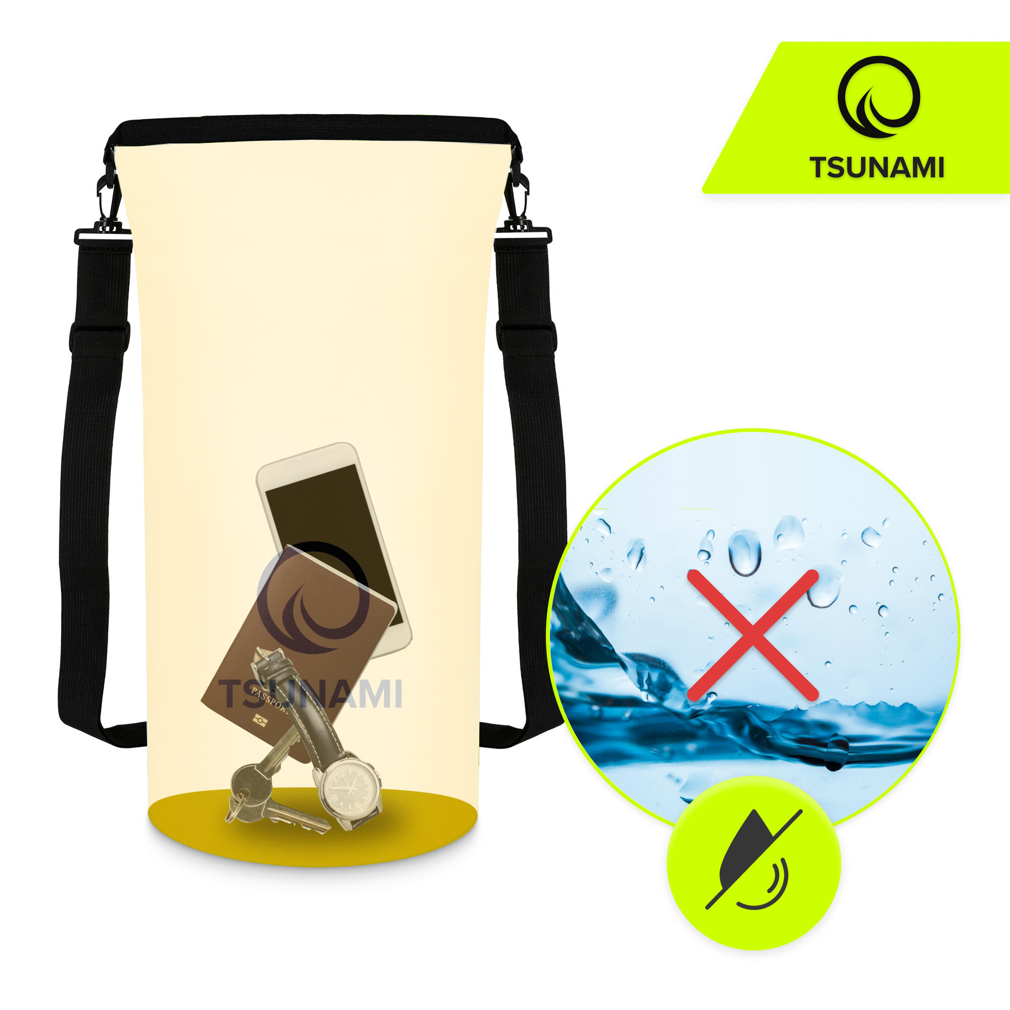 Trockensack 30L Wasserdichter Beutel Seesack Roll-Top Outdoor TSUNAMI 4/7