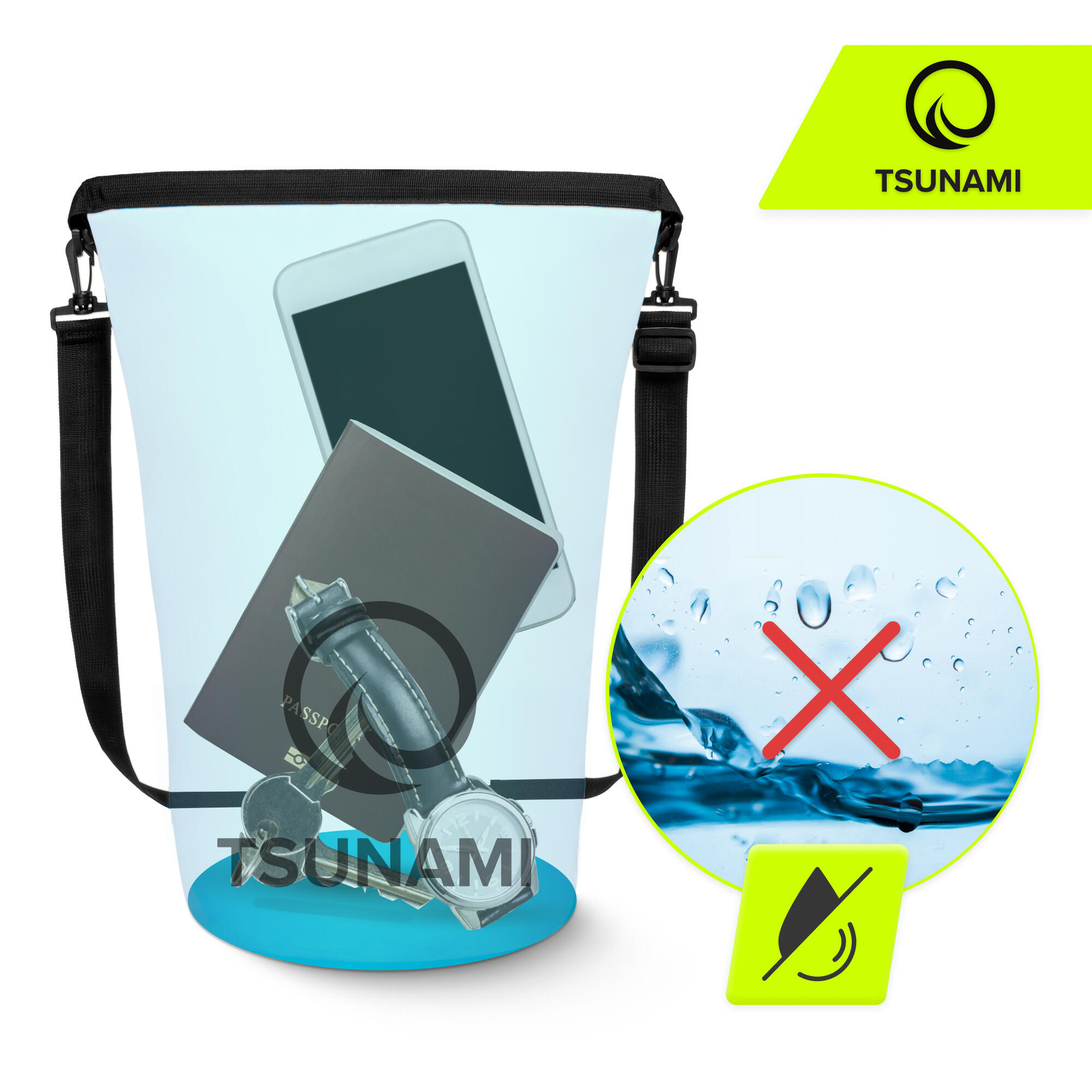 Trockensack 5L Wasserdichter Beutel Seesack Roll-Top Outdoor TSUNAMI 4/7