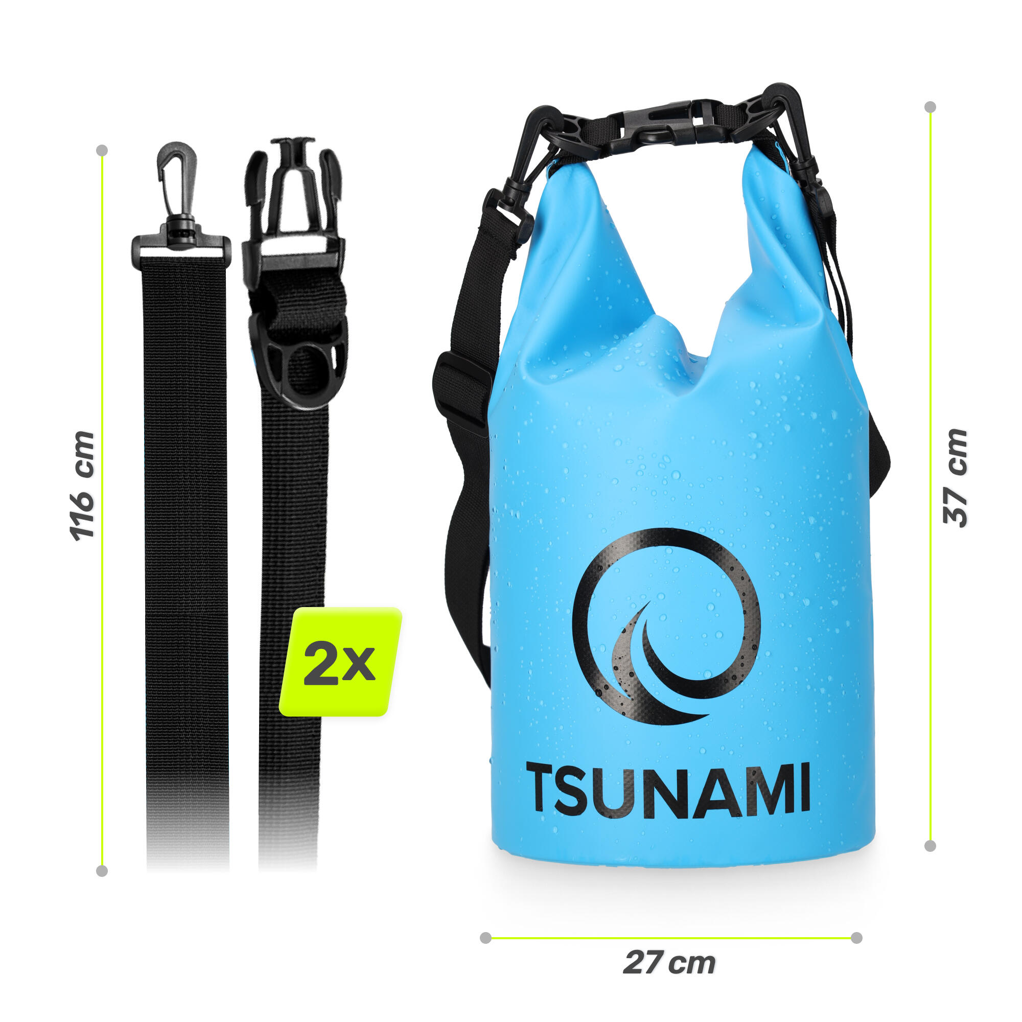 Trockensack 5L Wasserdichter Beutel Seesack Roll-Top Outdoor TSUNAMI 3/7