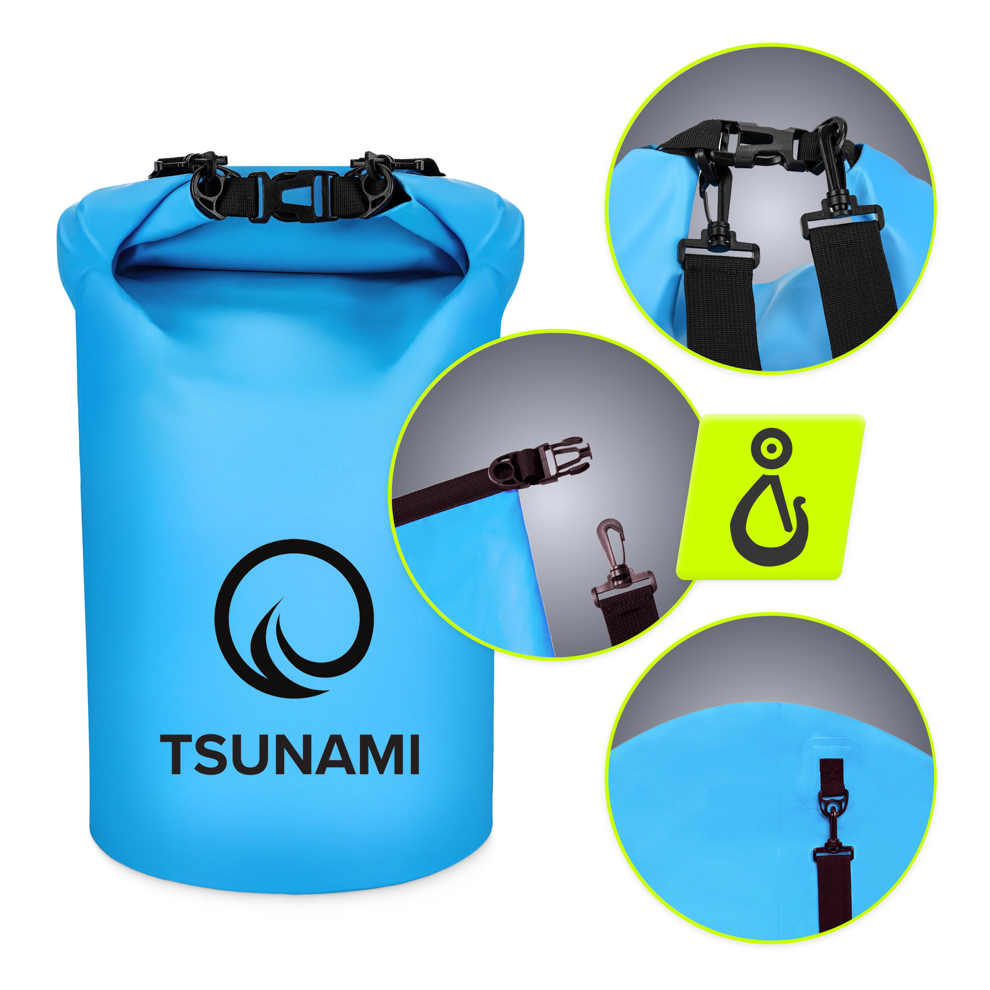 Dry Bag 20L Wasserdichter Seesack Packsack Outdoor Schwimmen TSUNAMI 3/7