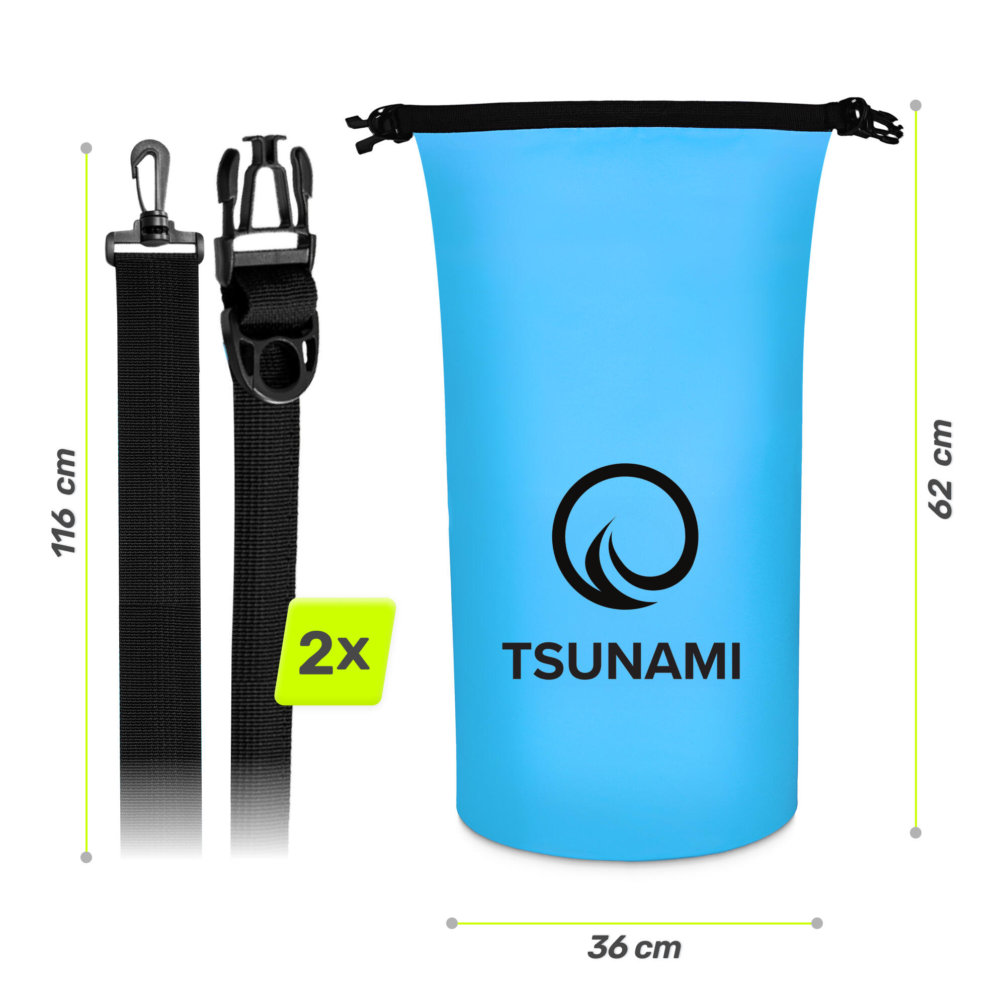 Dry Bag 20L Wasserdichter Seesack Packsack Outdoor Schwimmen TSUNAMI 4/7