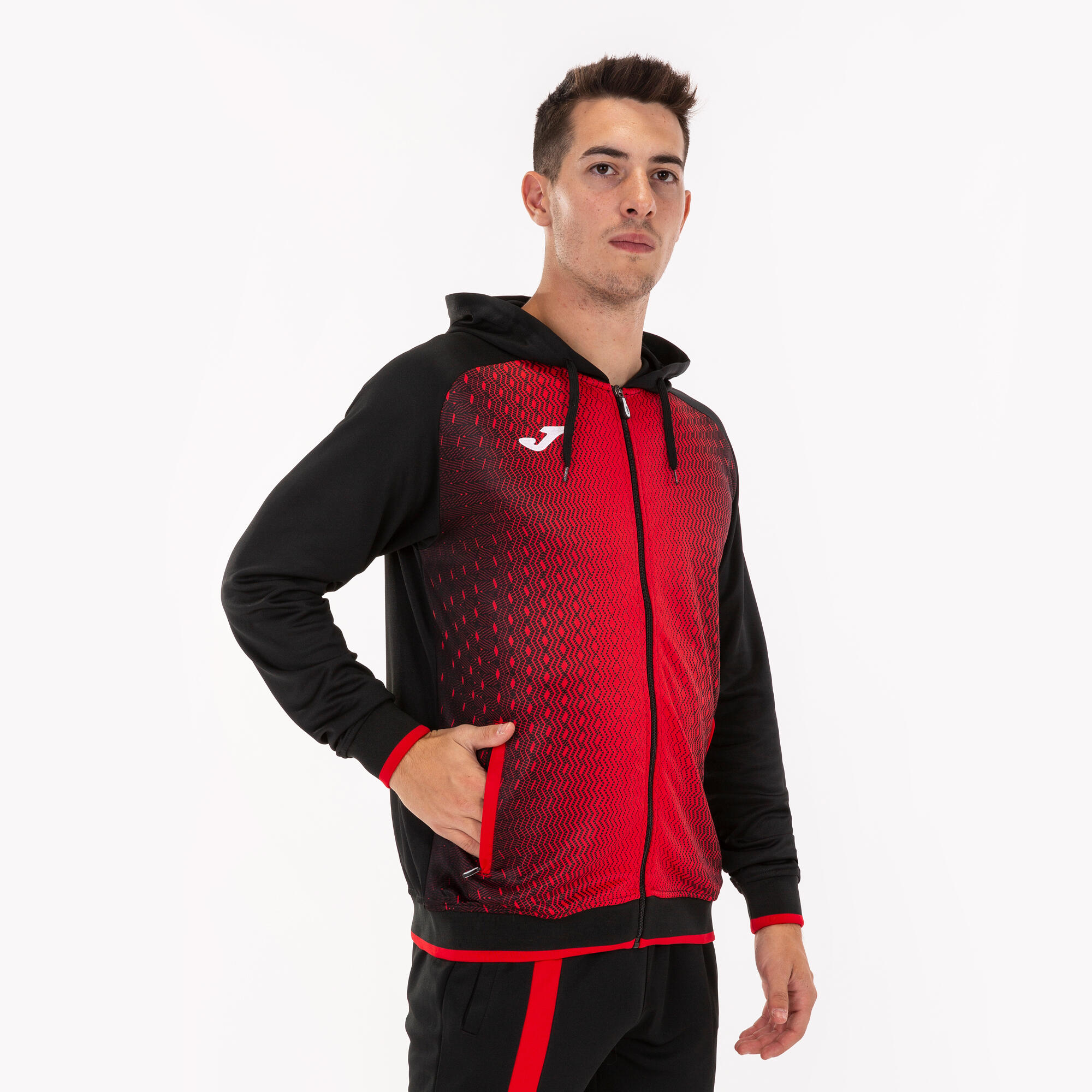 Chaqueta con capucha Niño Joma Supernova negro rojo 4/5