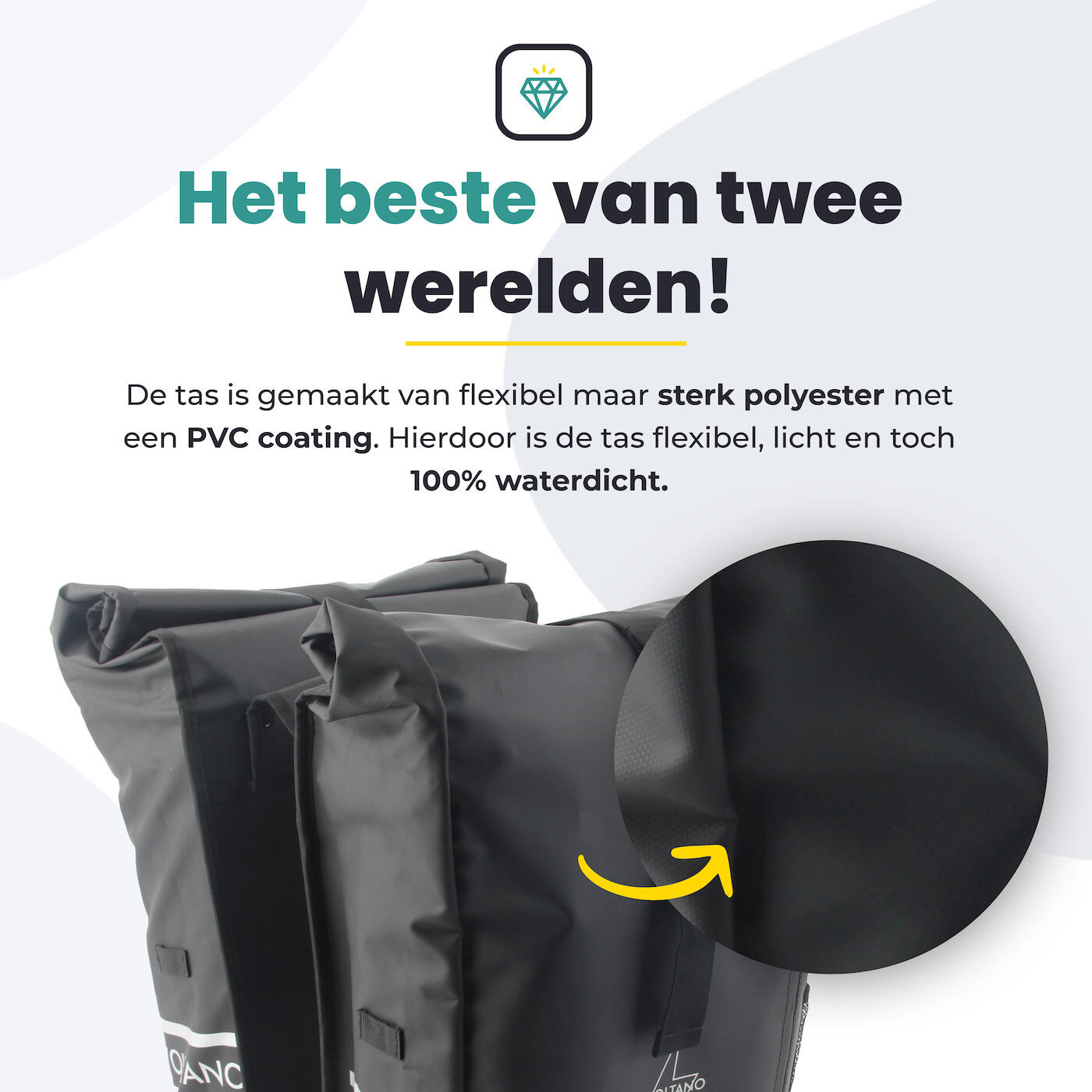 Voltano Dubbele Fietstas Rolltop - Zwart - 48 Liter - 100% Waterdicht 5/7