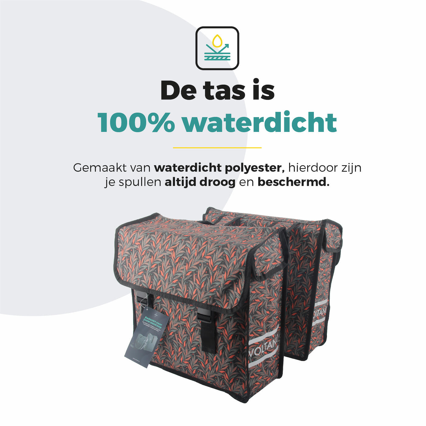 Voltano Dubbele Fietstas Crimson Leaf - 38 Liter - Waterdicht Polyester 6/7