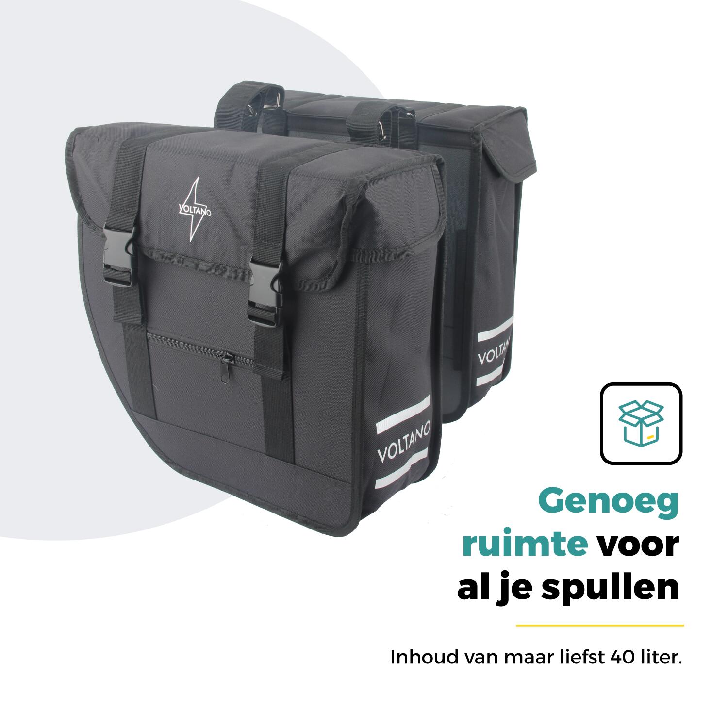 Voltano Dubbele Fietstas Urban Flow XL Afgeschuind - Zwart 3/7