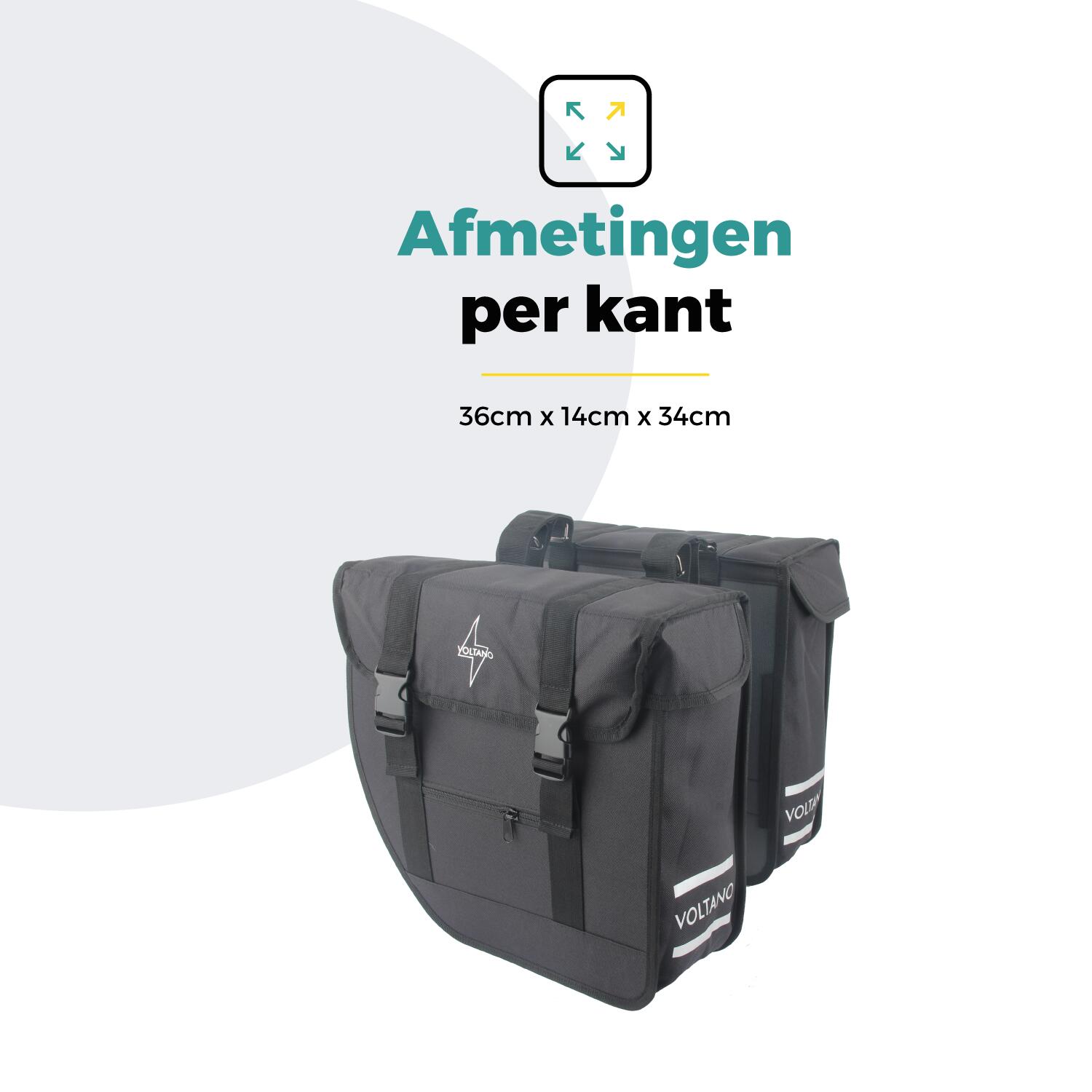 Voltano Dubbele Fietstas Urban Flow XL Afgeschuind - Zwart 2/7