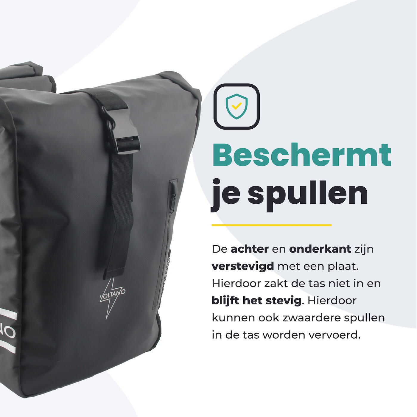 Voltano Dubbele Fietstas Rolltop - Zwart - 48 Liter - 100% Waterdicht 7/7