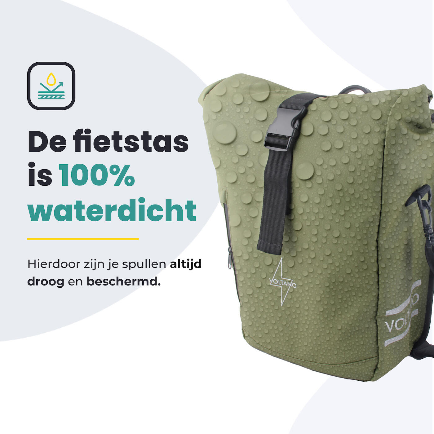 Voltano Journey Luxe Fietstas 28L - Olijf Groen - Enkele Pakaftas - Laptopvak 5/7