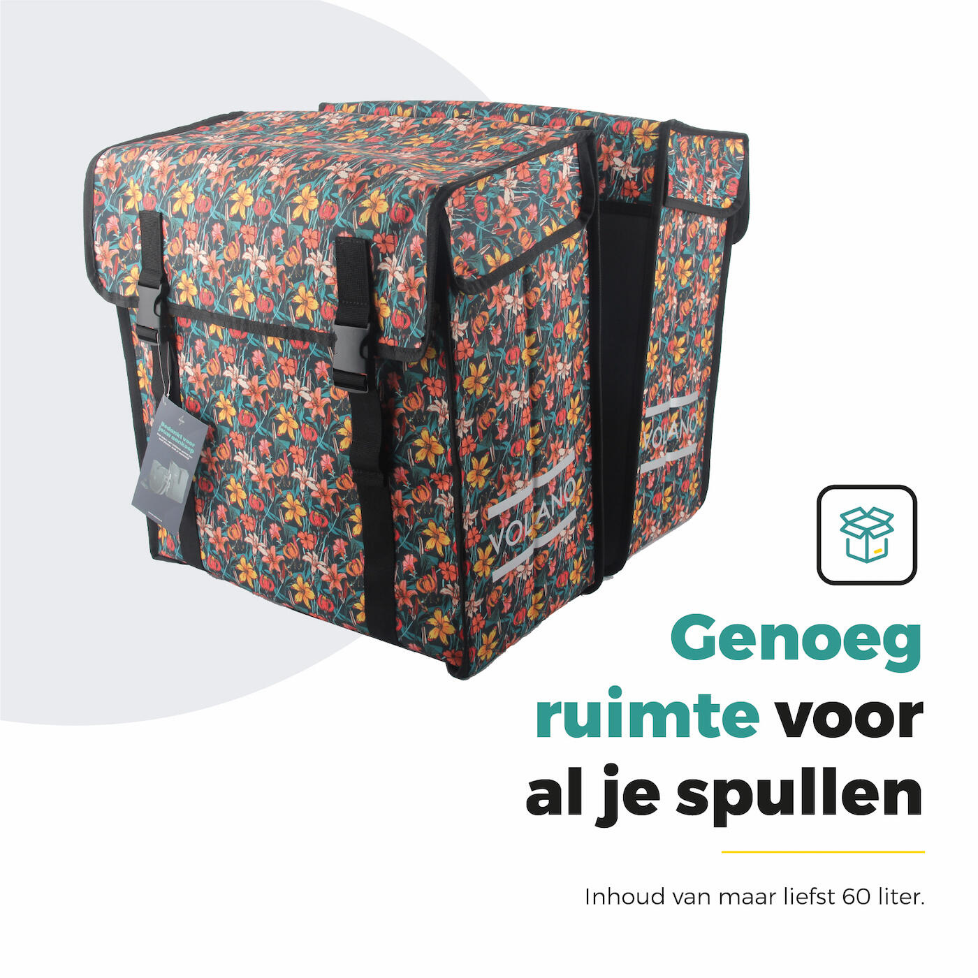 Voltano Dubbele Fietstas XXL - Floral Fiesta - 60 Liter 7/7