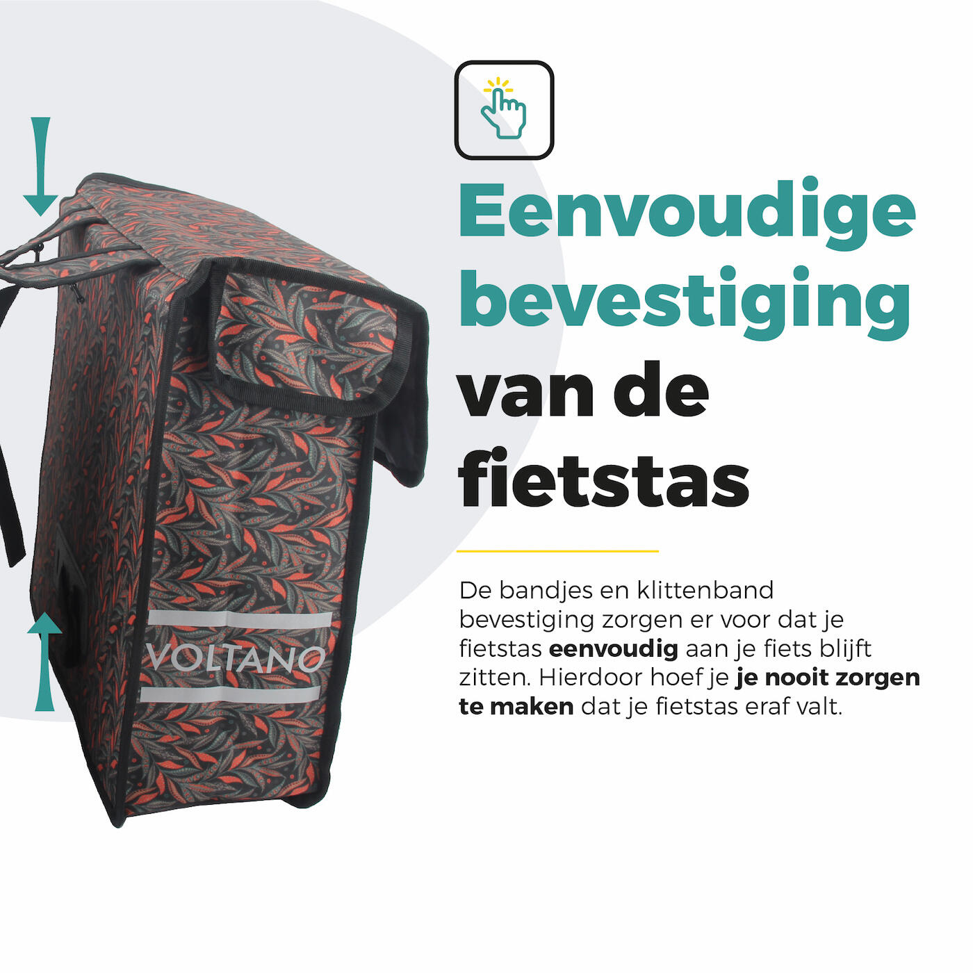 Voltano Dubbele Fietstas Crimson Leaf - 38 Liter - Waterdicht Polyester 7/7