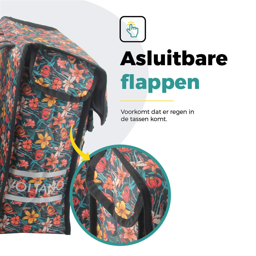 Voltano Dubbele Fietstas Floral Fiesta - 38 Liter - Waterdicht Polyester 4/7