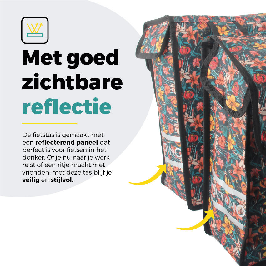 Voltano Dubbele Fietstas Floral Fiesta - 38 Liter - Waterdicht Polyester 5/7
