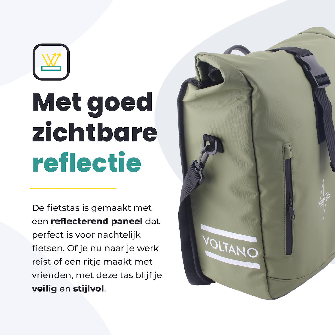 Voltano Journey Luxe Fietstas 28L - Olijf Groen - Enkele Pakaftas - Laptopvak 5/7