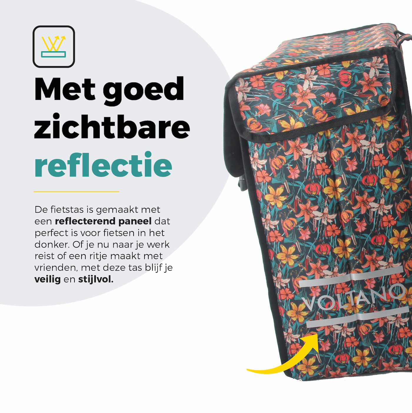 Voltano Dubbele Fietstas XXL - Floral Fiesta - 60 Liter 6/7
