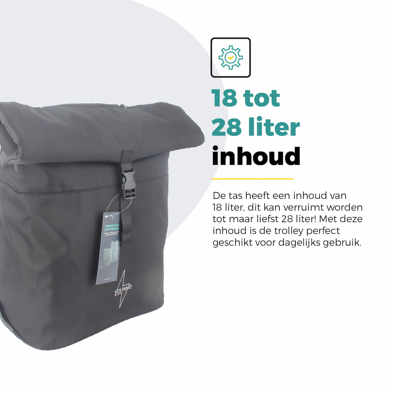 Voltano Fietstrolley Tas 2.0 - Fietstas en Trolley in 1 - Zwart - Laptopvak 6/7