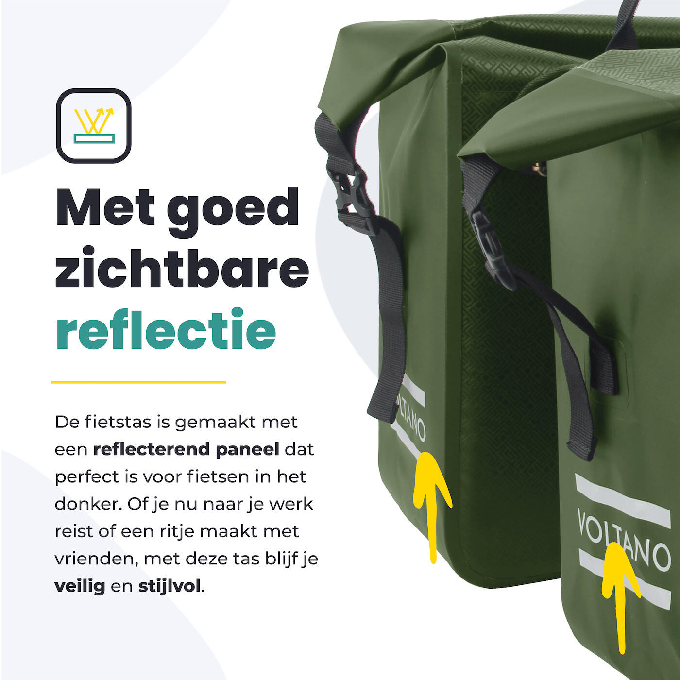 Voltano Dubbele Fietstas Rolltop Urban Green - 48 Liter - 100% Waterdicht 7/7