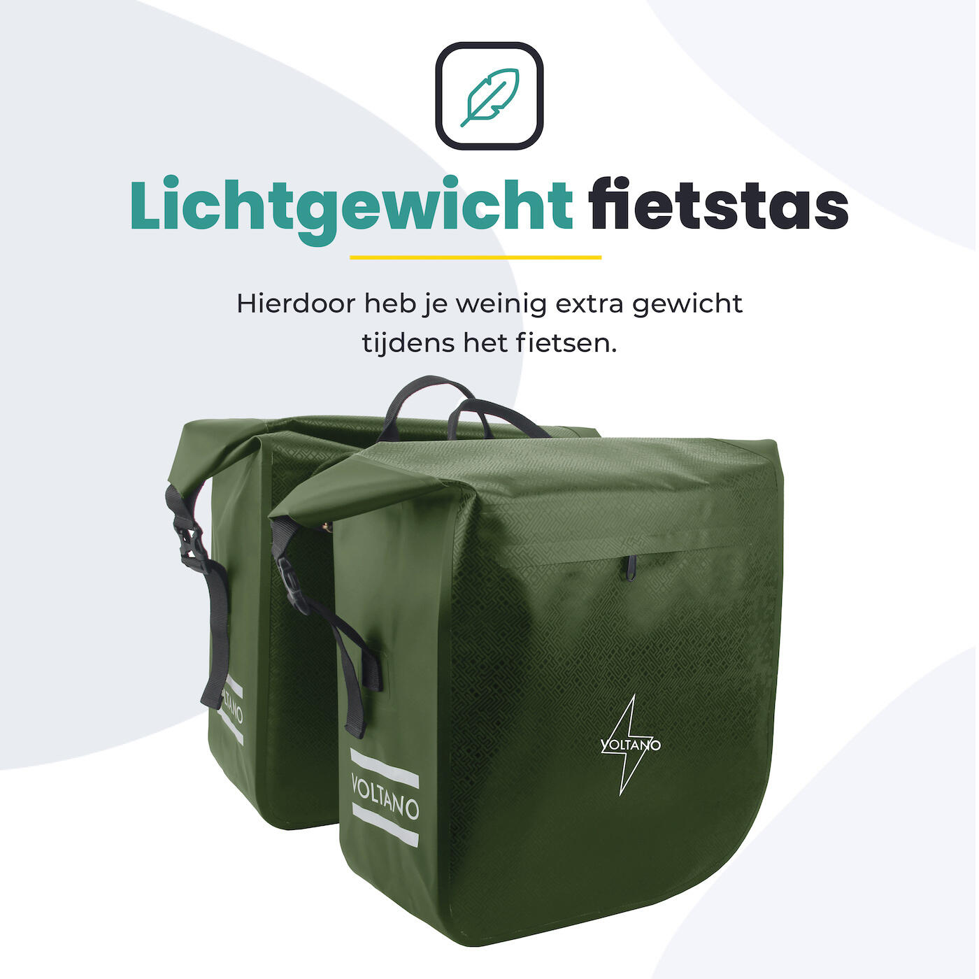 Voltano Dubbele Fietstas Rolltop Urban Green - 48 Liter - 100% Waterdicht 4/7