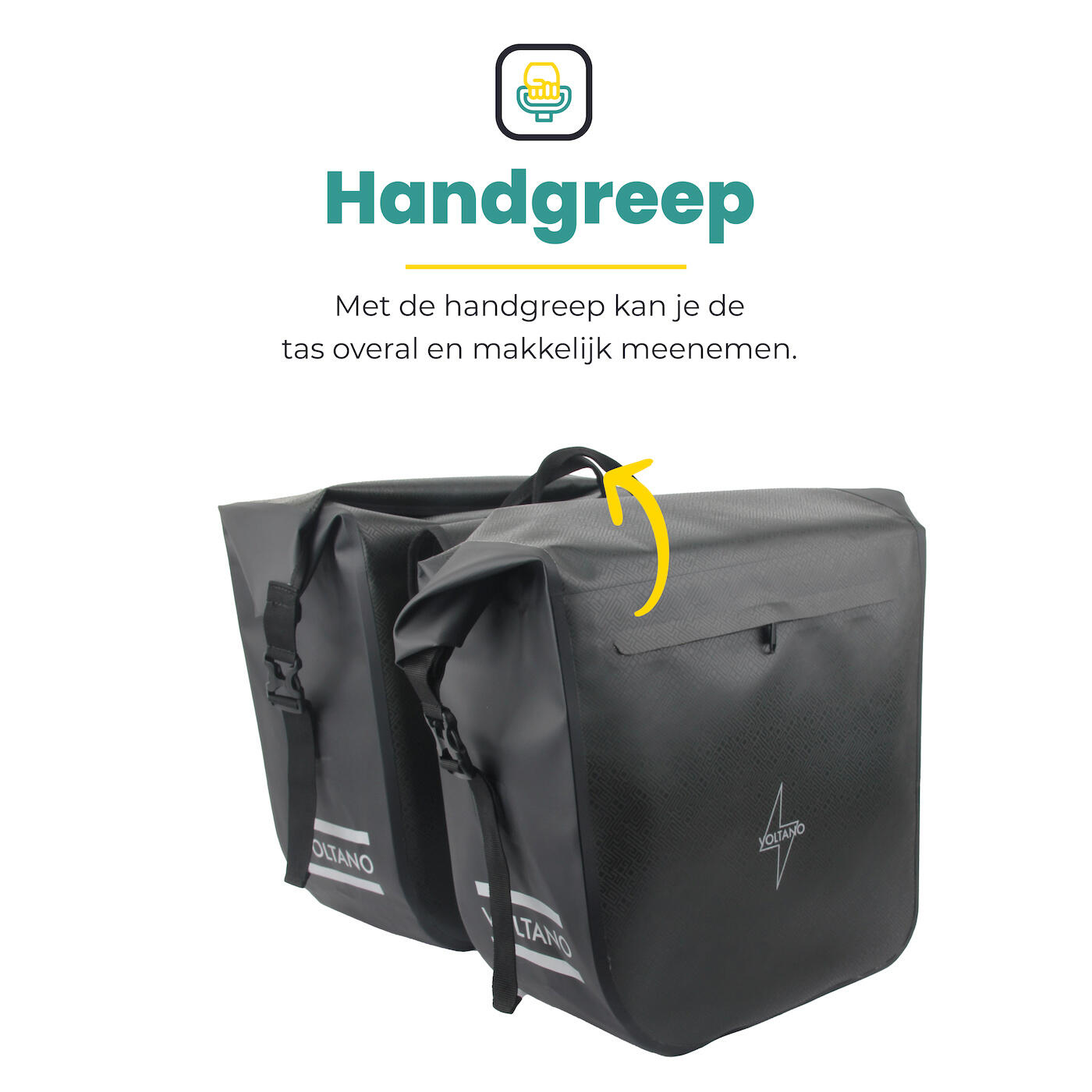 Voltano Dubbele Fietstas Rolltop Urban Black - 48 Liter - 100% Waterdicht 2/7
