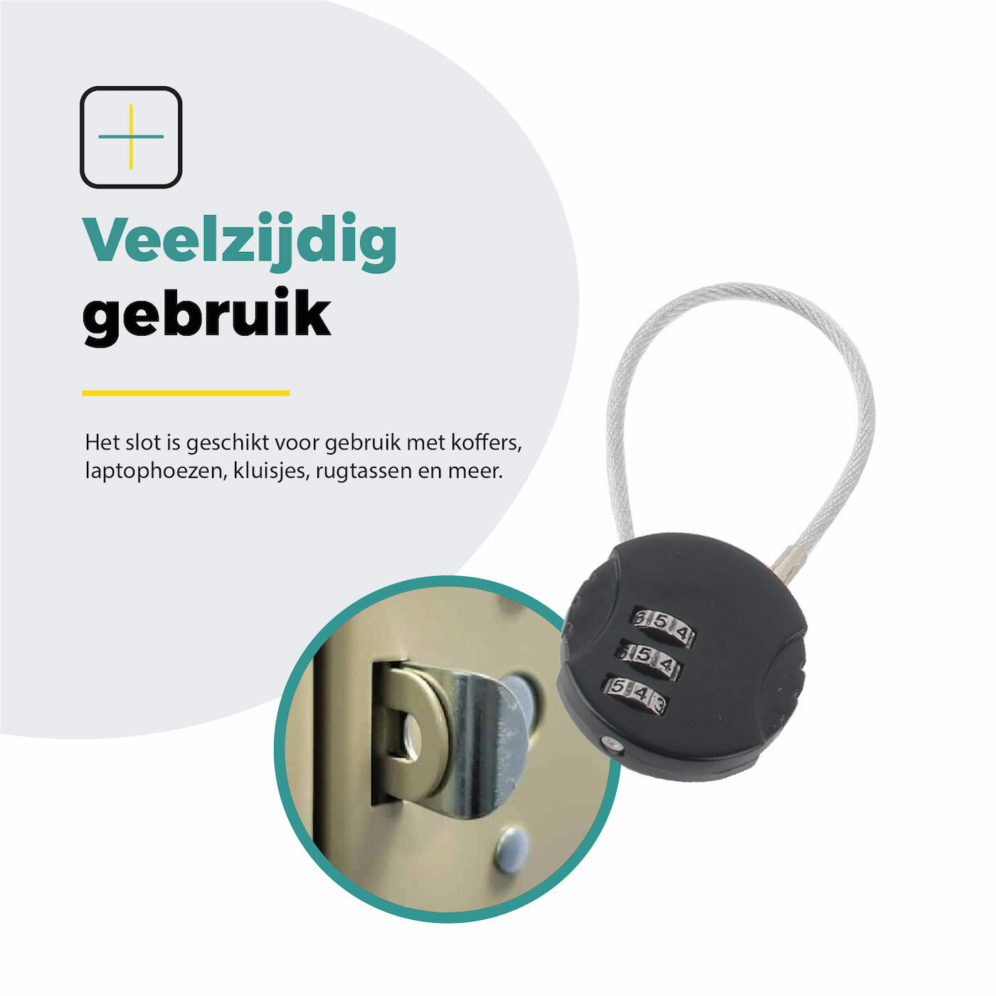 Voltano Fietstas Slot - Hangslot / Cijferslot - Zwart 7/7