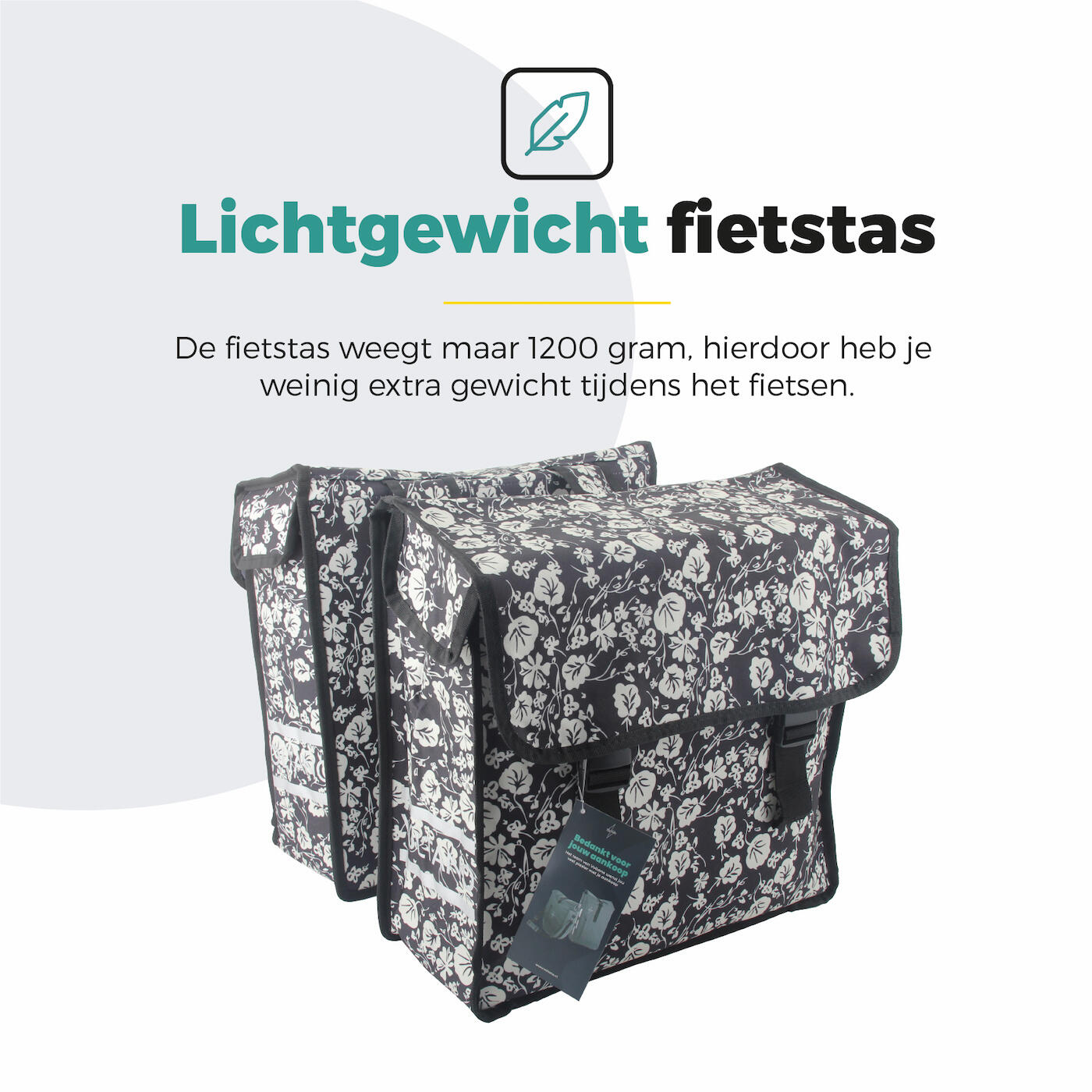 Voltano Dubbele Fietstas Midnight Blossom - 38 Liter - Waterdicht Polyester 4/7