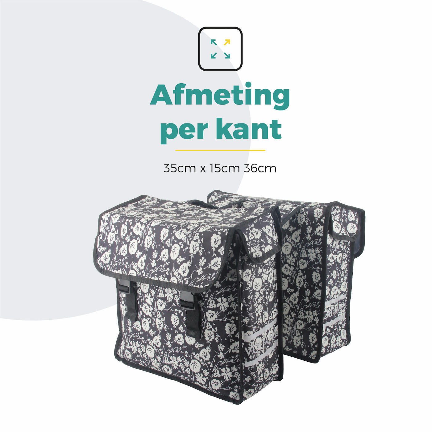 Voltano Dubbele Fietstas Midnight Blossom - 38 Liter - Waterdicht Polyester 2/7