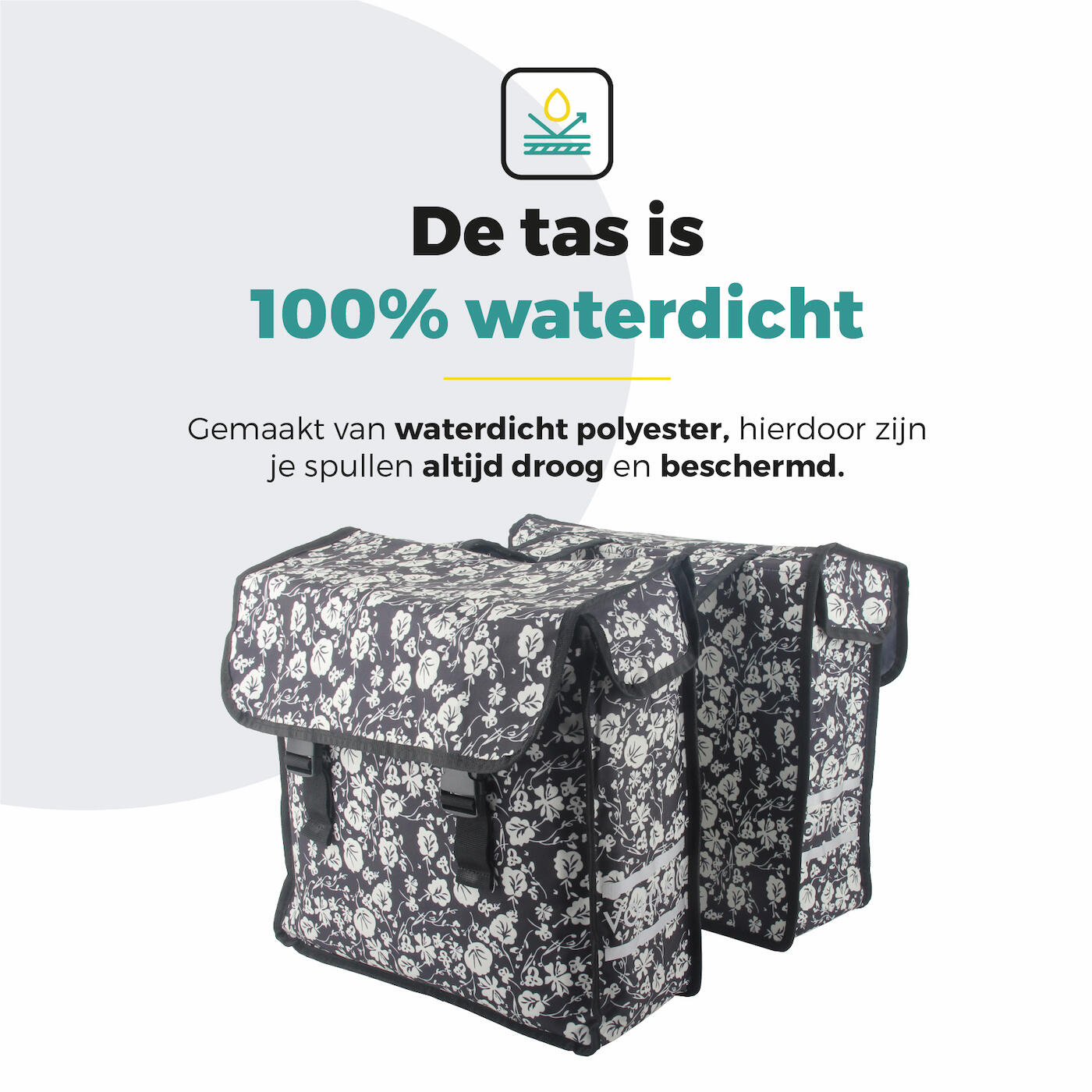 Voltano Dubbele Fietstas Midnight Blossom - 38 Liter - Waterdicht Polyester 5/7