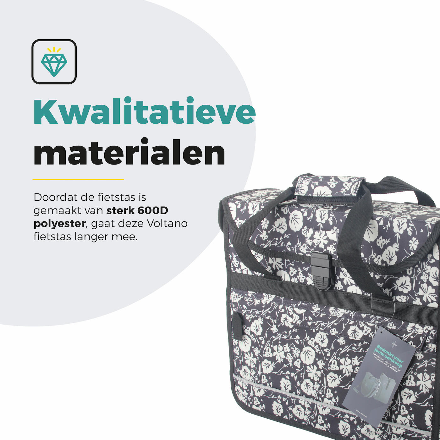 Voltano Voorgevormde Enkele Fietstas / Pakaftas - Midnight Blossom - 17L 7/7