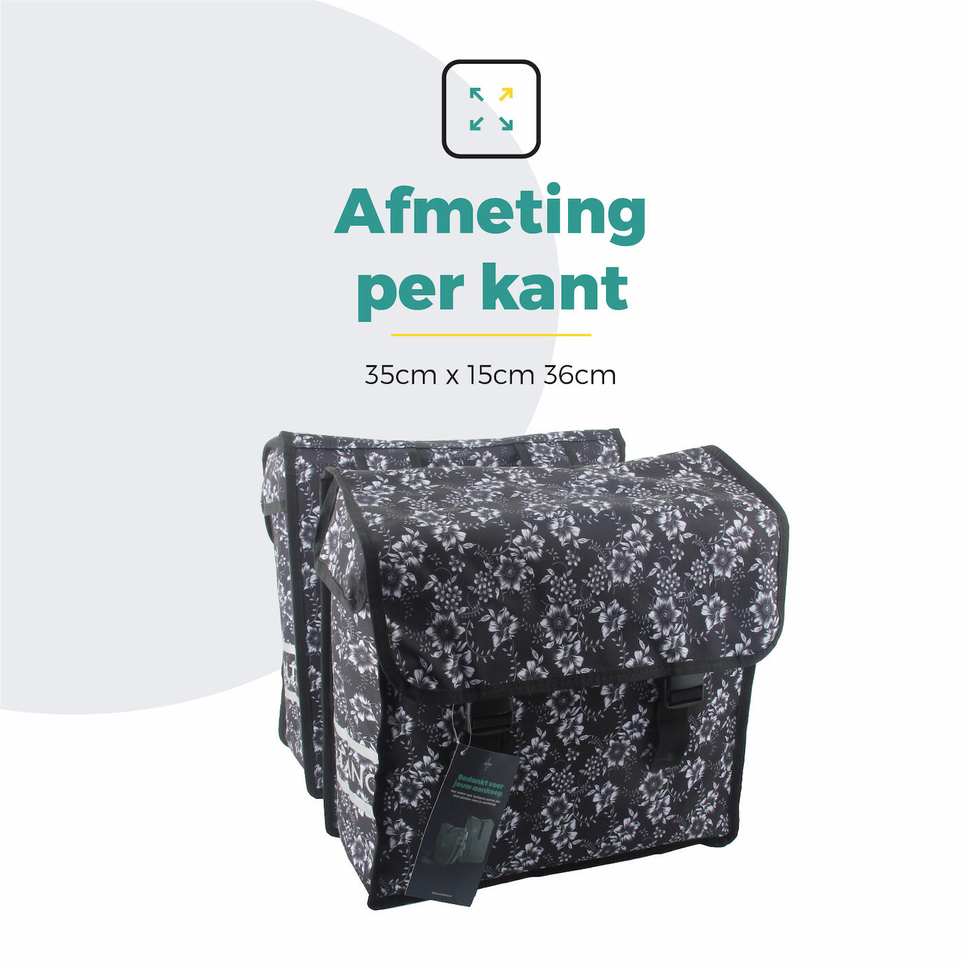 Voltano Dubbele Fietstas Floral Elegance - 38 Liter - Waterdicht Polyester 4/7