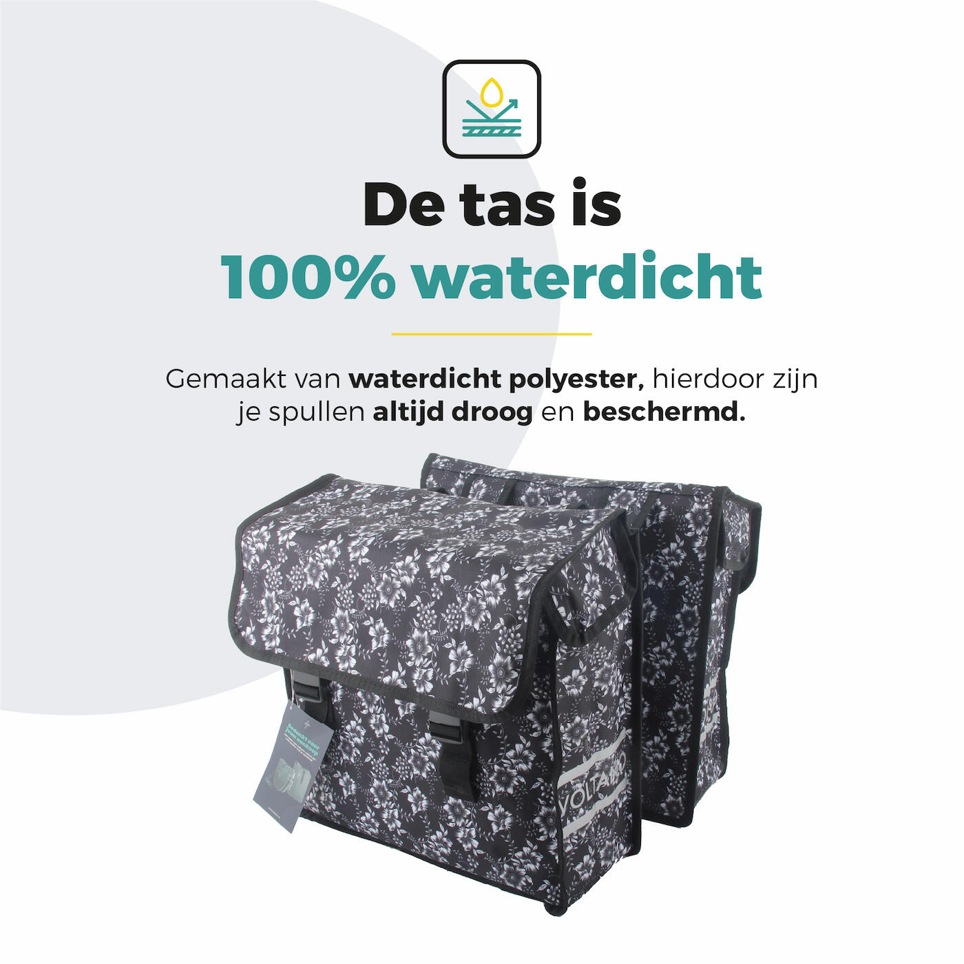 Voltano Dubbele Fietstas Floral Elegance - 38 Liter - Waterdicht Polyester 5/7