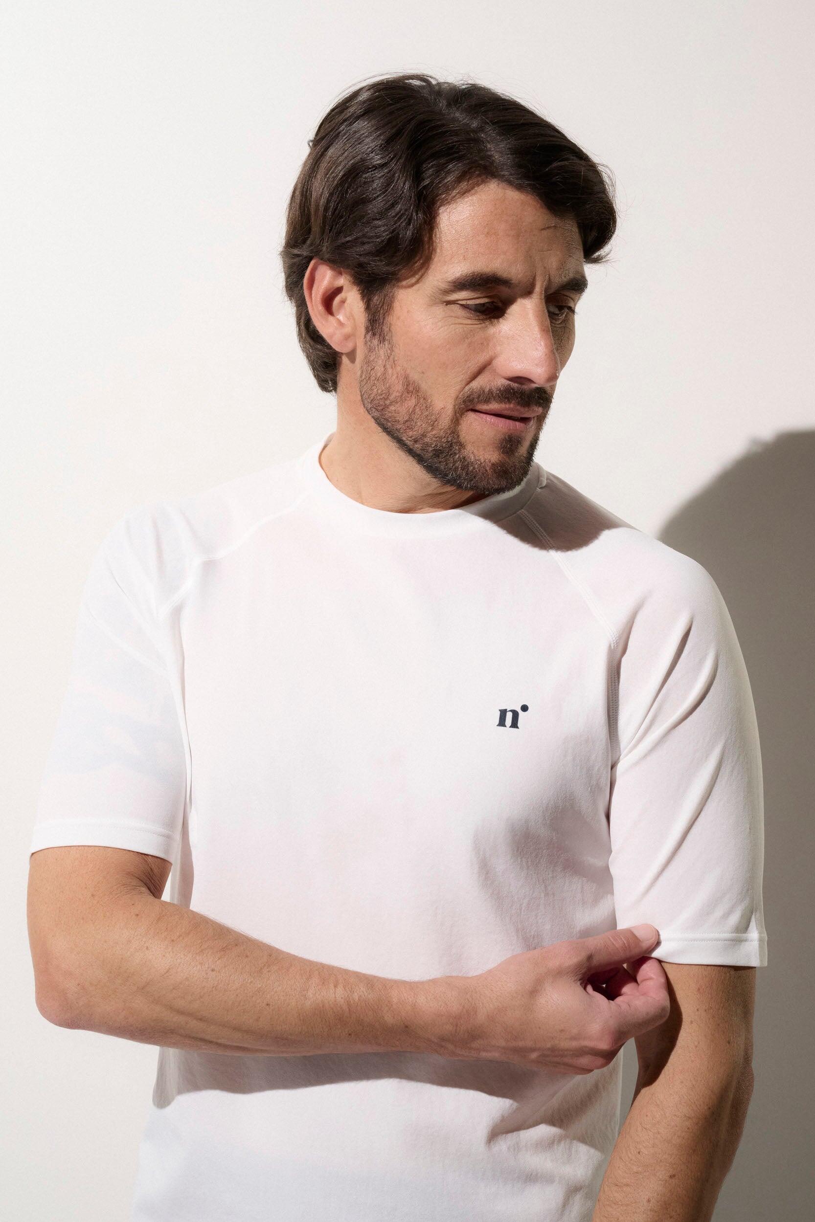 T-shirt de bain anti-UV Homme manches courtes, Moorea, Blanc 2/6
