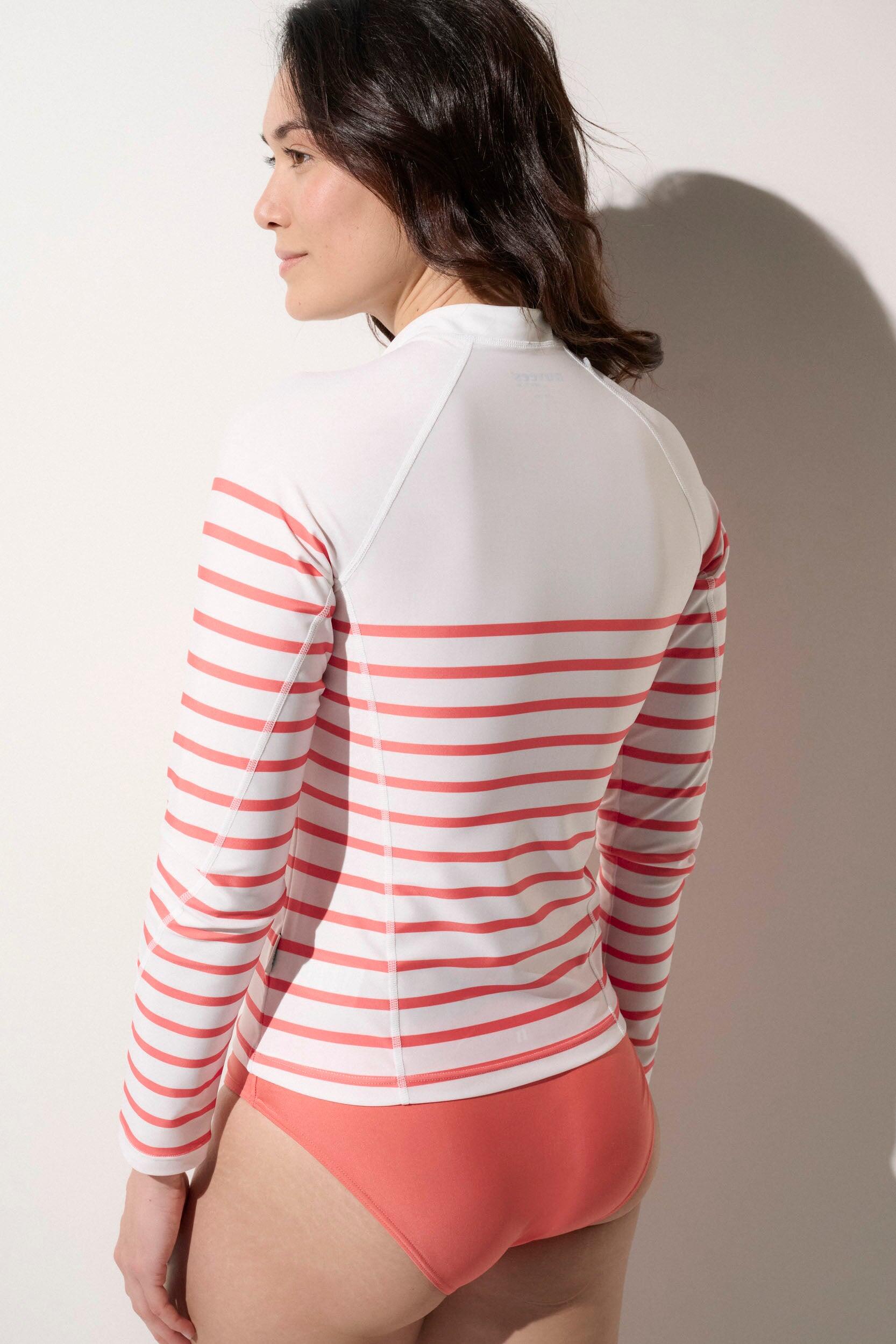 Veste de bain anti-UV Femme, Moorea, Marinière Hortensia 5/6
