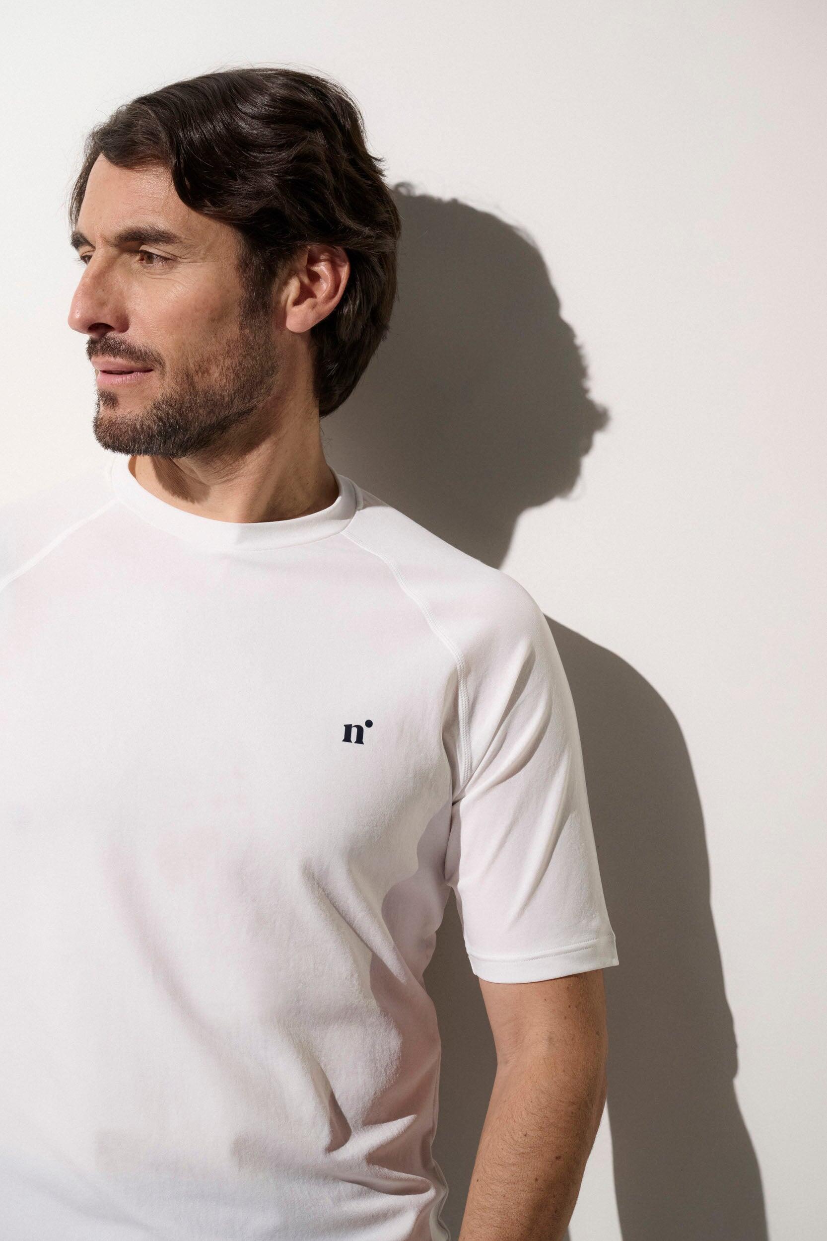 T-shirt de bain anti-UV Homme manches courtes, Moorea, Blanc 3/6
