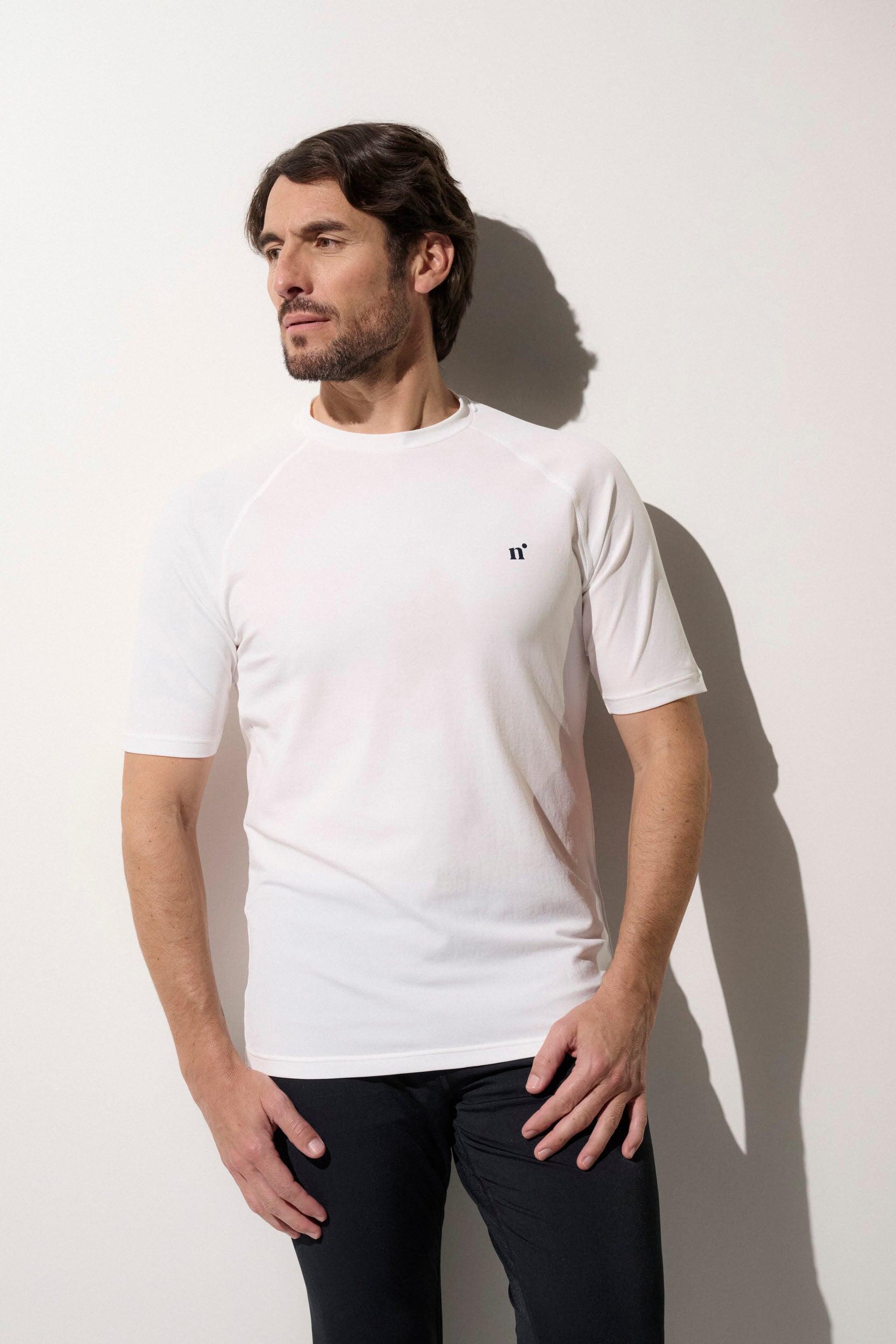 T-shirt de bain anti-UV Homme manches courtes, Moorea, Blanc 6/6