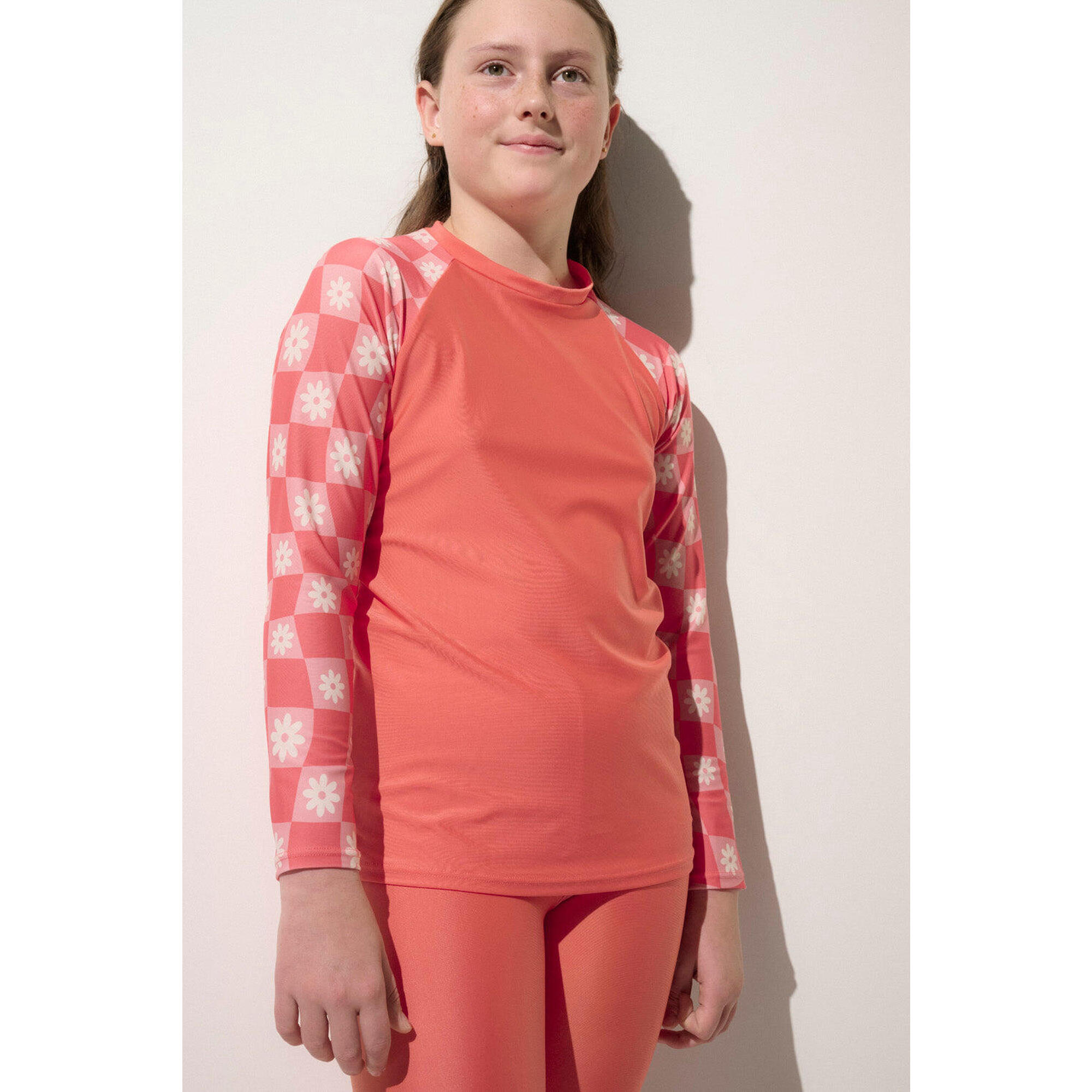 Ker Sun - T-shirt De Bain Anti-uv Enfant, Fidji, Floral Vibes - T-shirt Anti-uv - Orange -  8 À 10 Ans - Decathlon