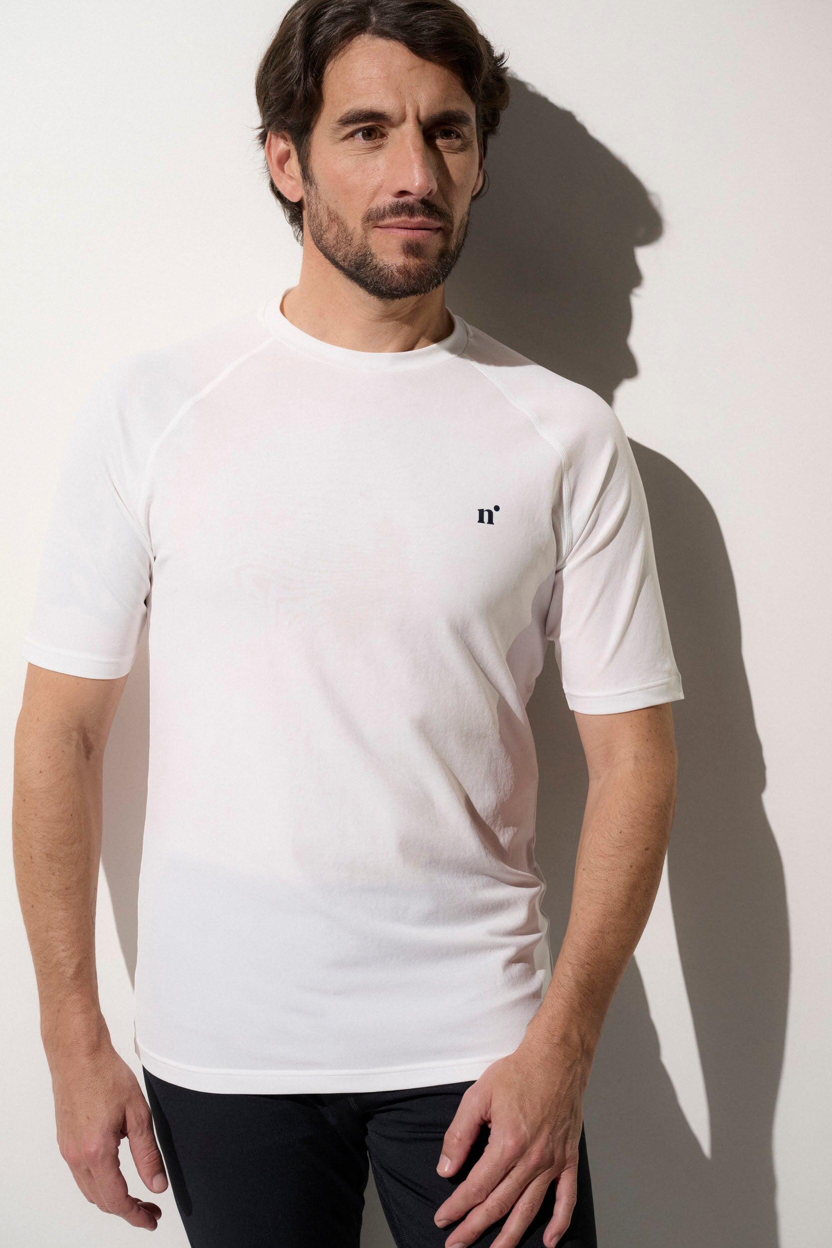 T-shirt de bain anti-UV Homme manches courtes, Moorea, Blanc 1/6