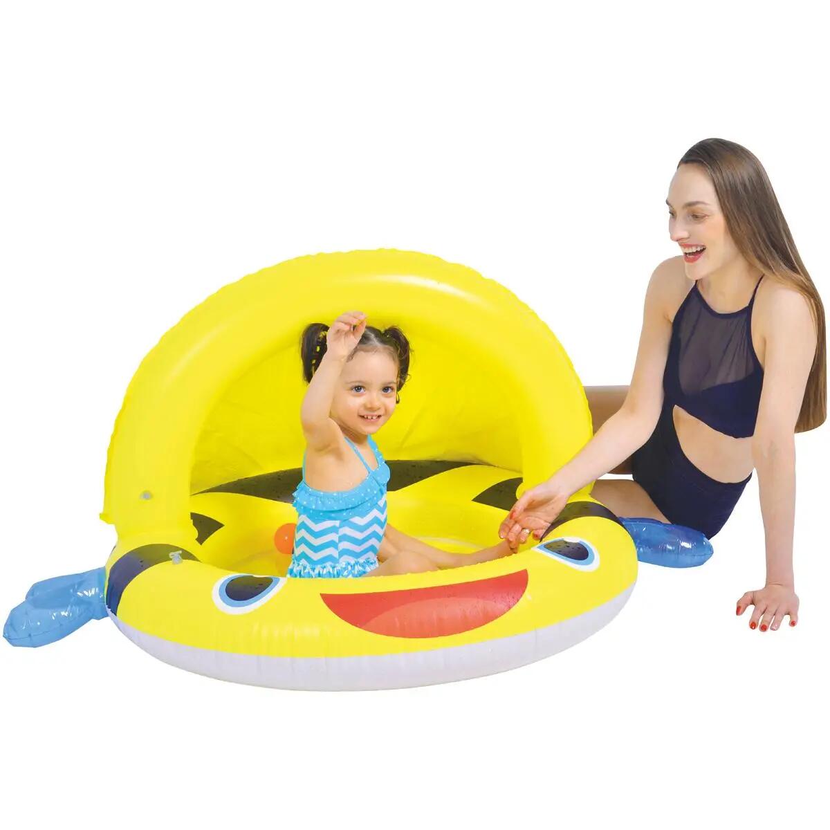 Baby-Planschbecken „Biene“ mit Sonnendach, Kinderpool 130x95x66cm 2/9