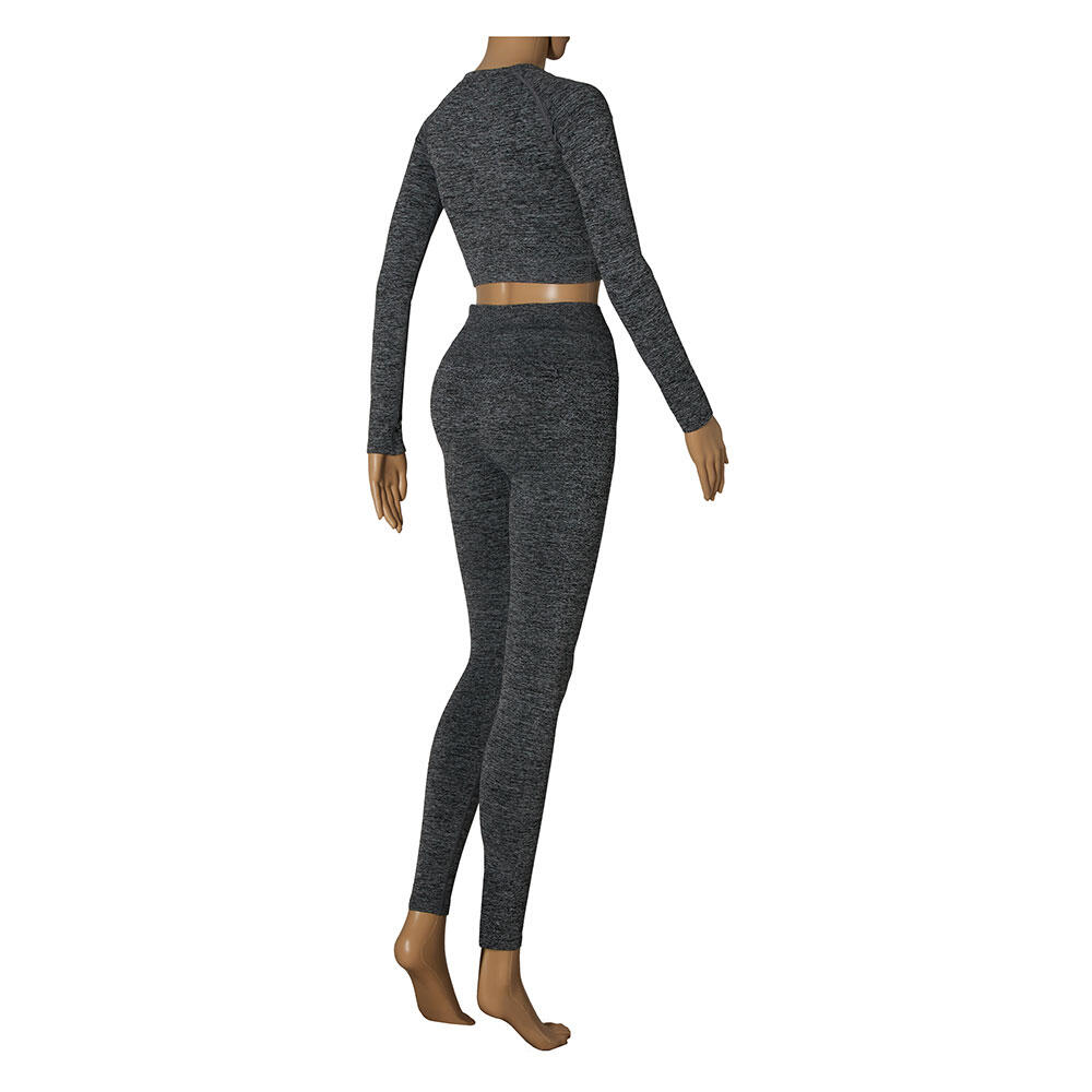 Xtreme Sportswear Crop Sporttop lange mouwen Dames Antraciet Melange 4/6