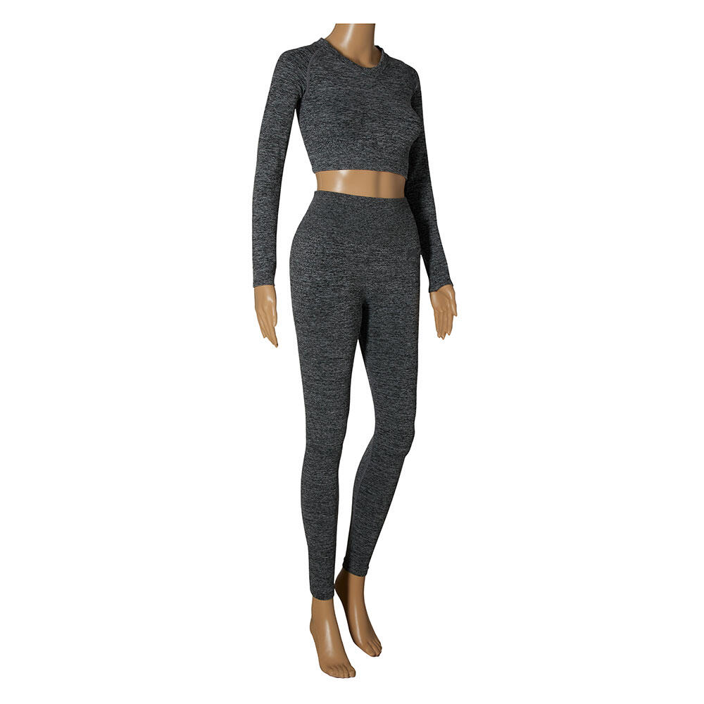 Xtreme Sportswear Crop Sporttop lange mouwen Dames Antraciet Melange 3/6